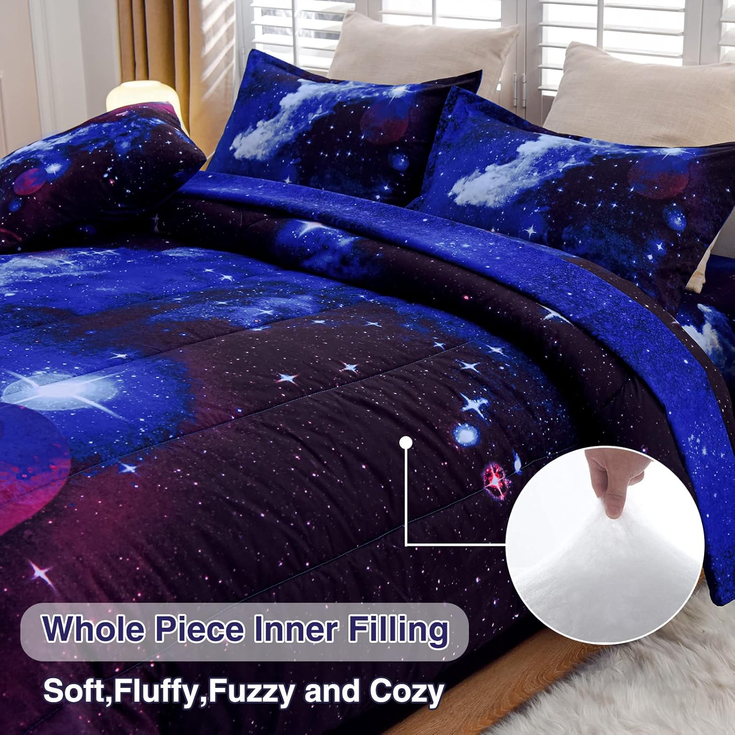 A Nice Night Galaxy 6Pcs Comforter Set for Kids Adults