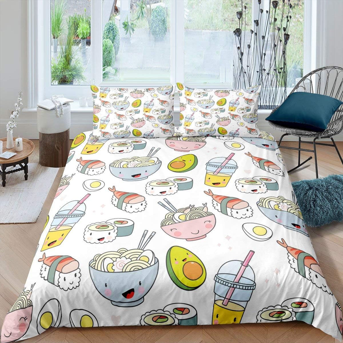 Feelyou Sushi Pattern Duvet Cover Set for Kids