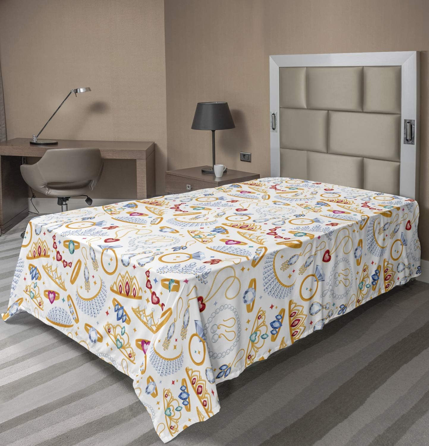 Lunarable Pearls Flat Sheet - TwinXL 102x66 Inches
