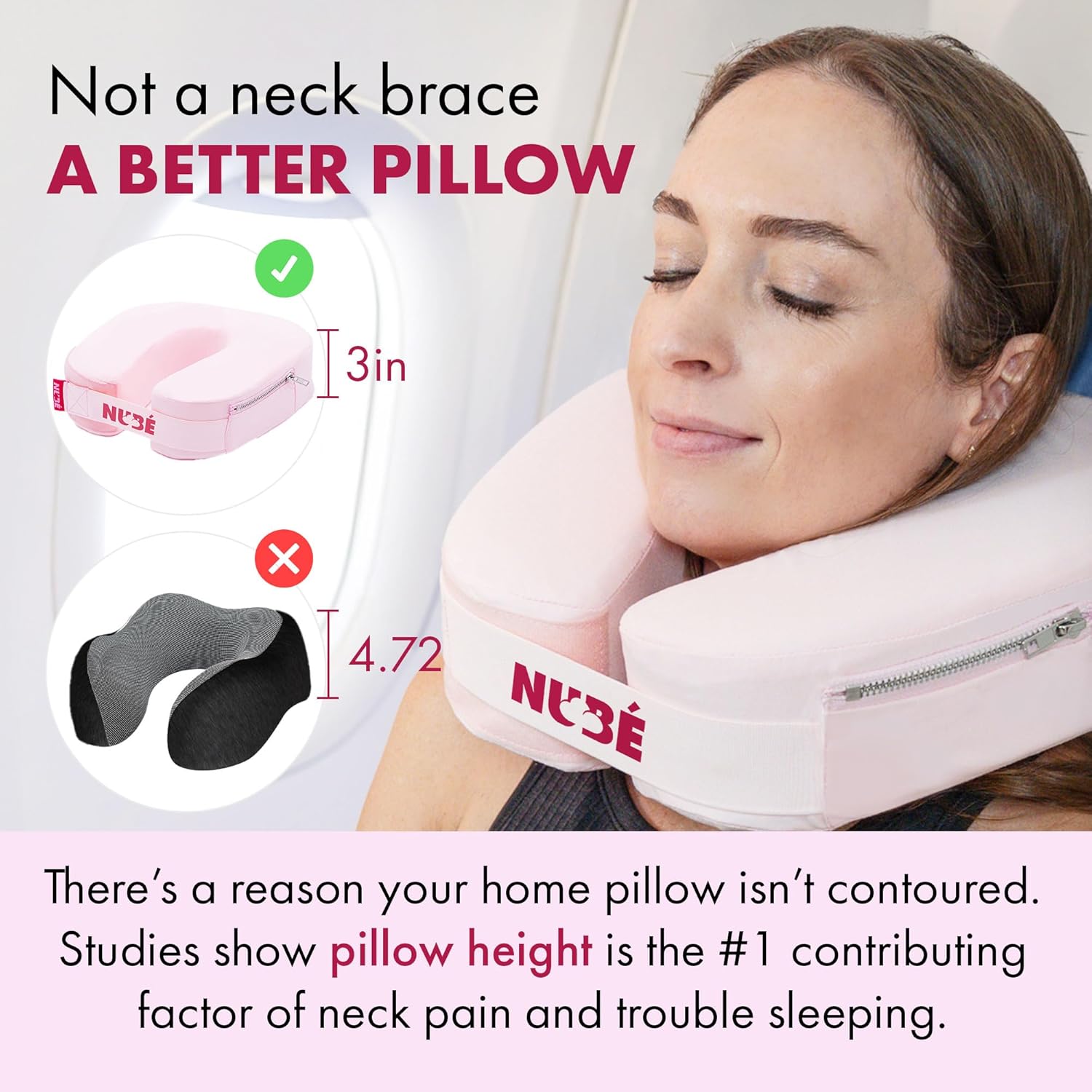 Nub Travel Neck Pillow Pink 1