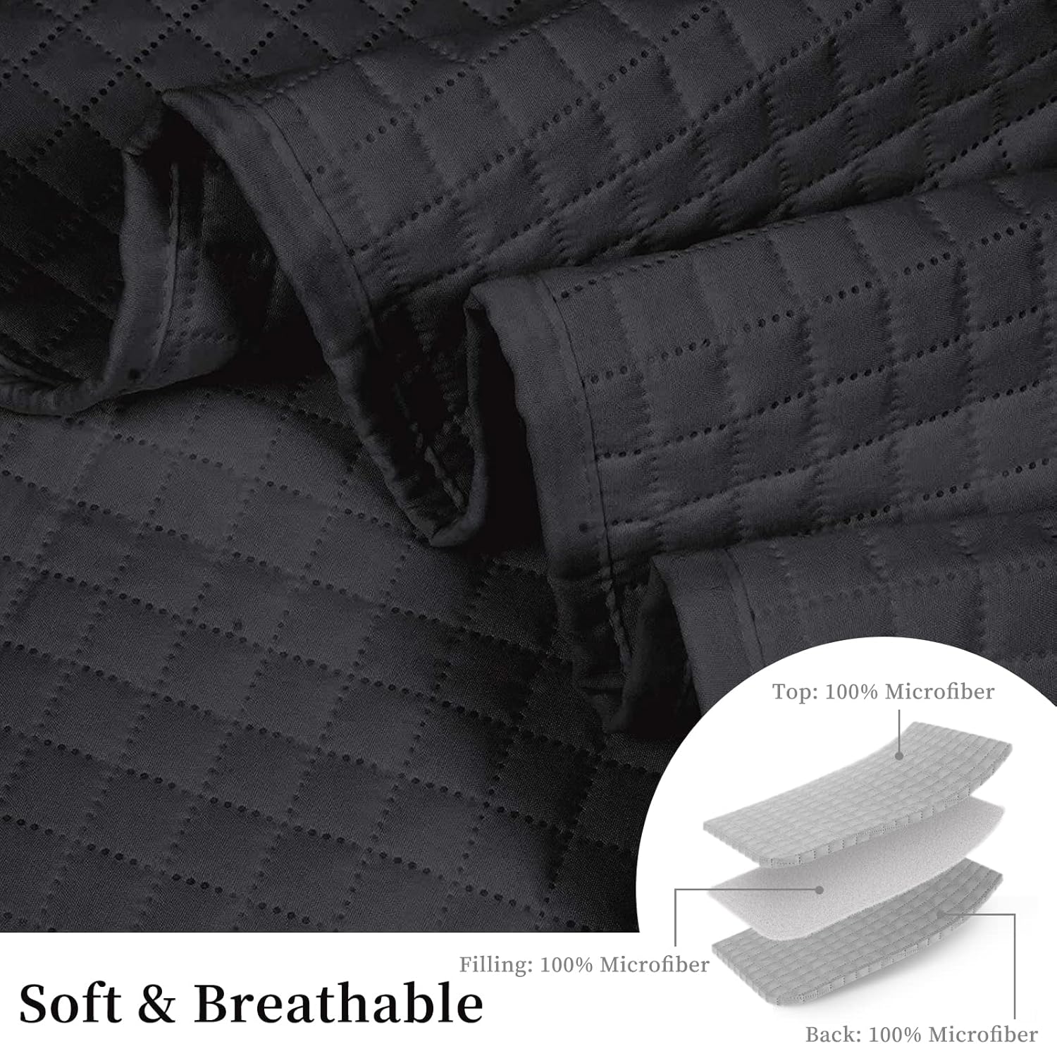 HollyHOME Luxury Checkered Bedspread King Size