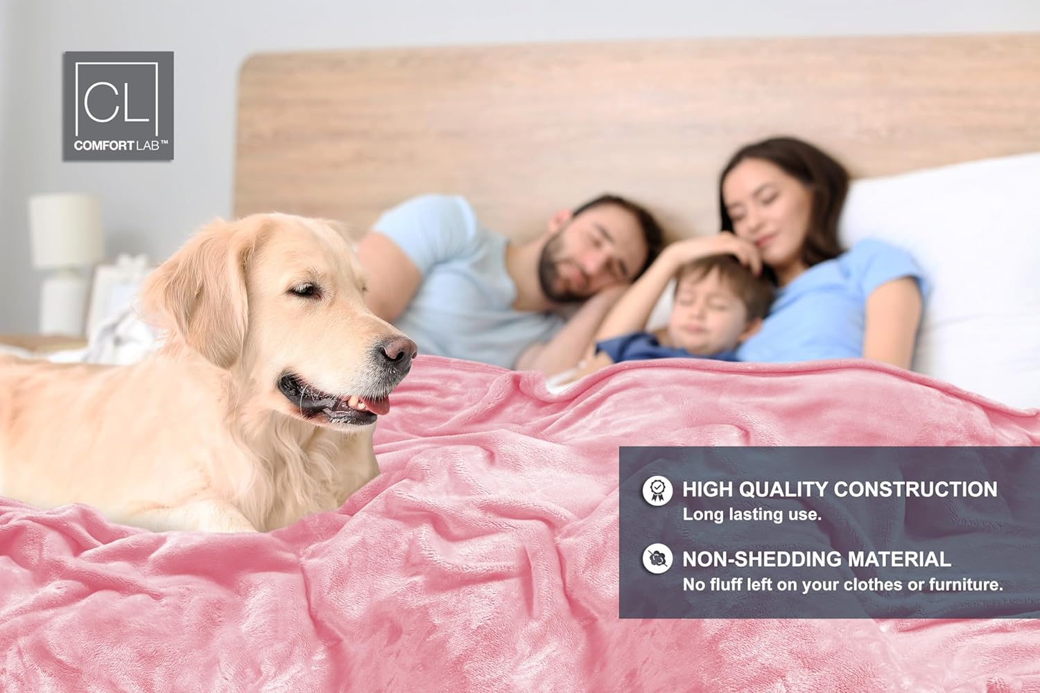 Comfort Lab Plush Flannel Bed Blanket - 90 x 90