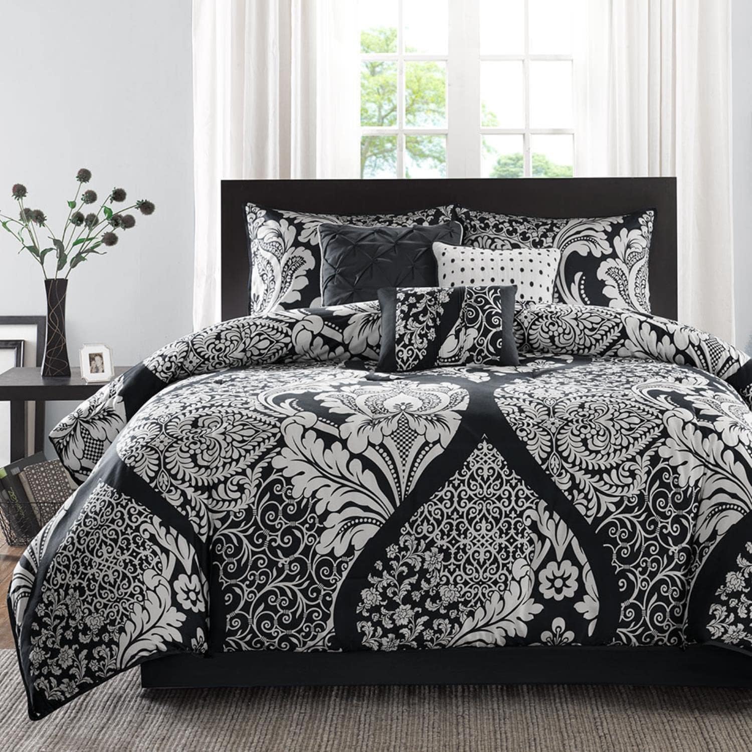 Madison Park Vienna Cotton Comforter Set 7 Piece Black