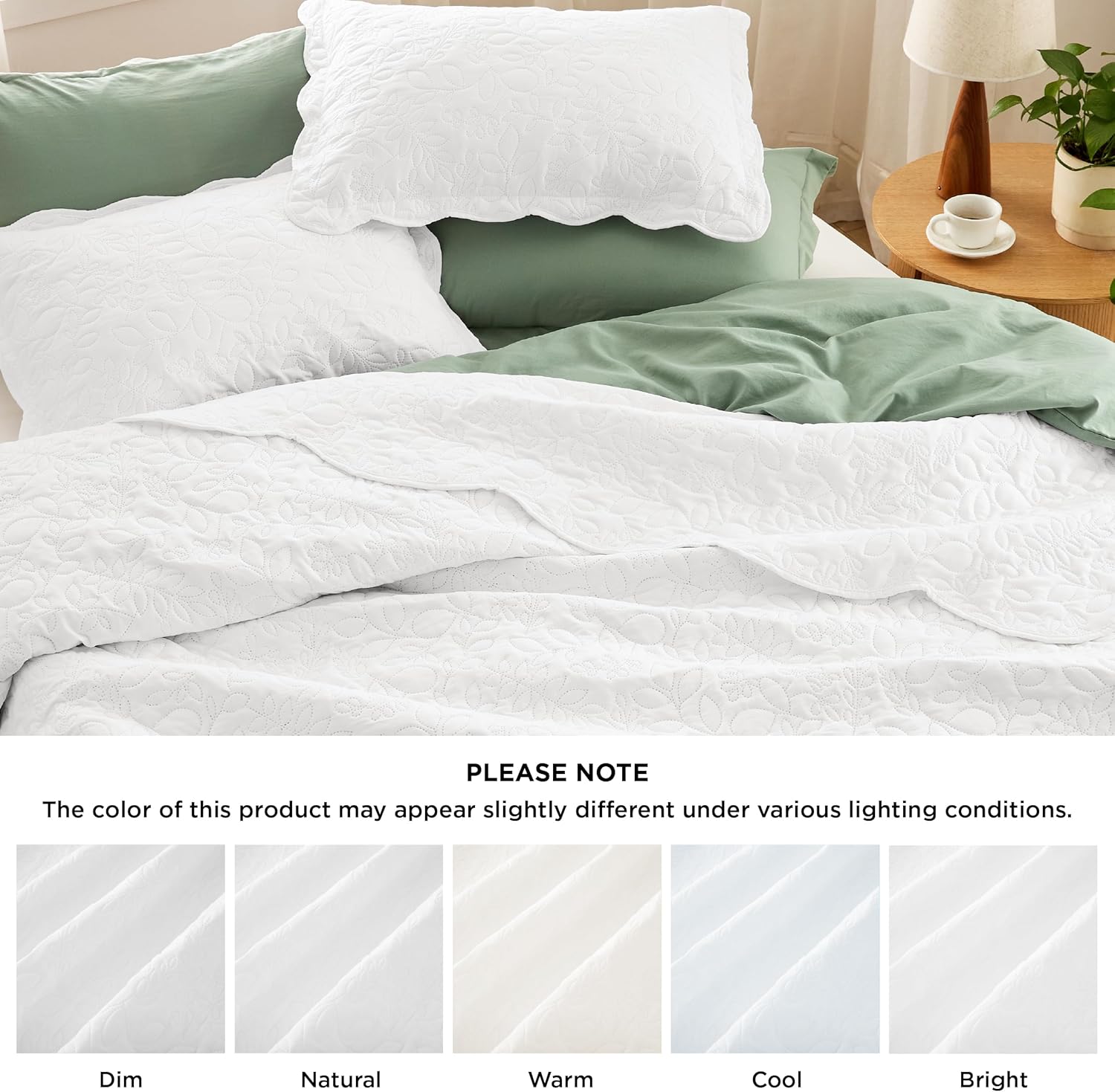 Bedsure Queen Quilt Set - Ultra Soft Lightweight Leaf Design