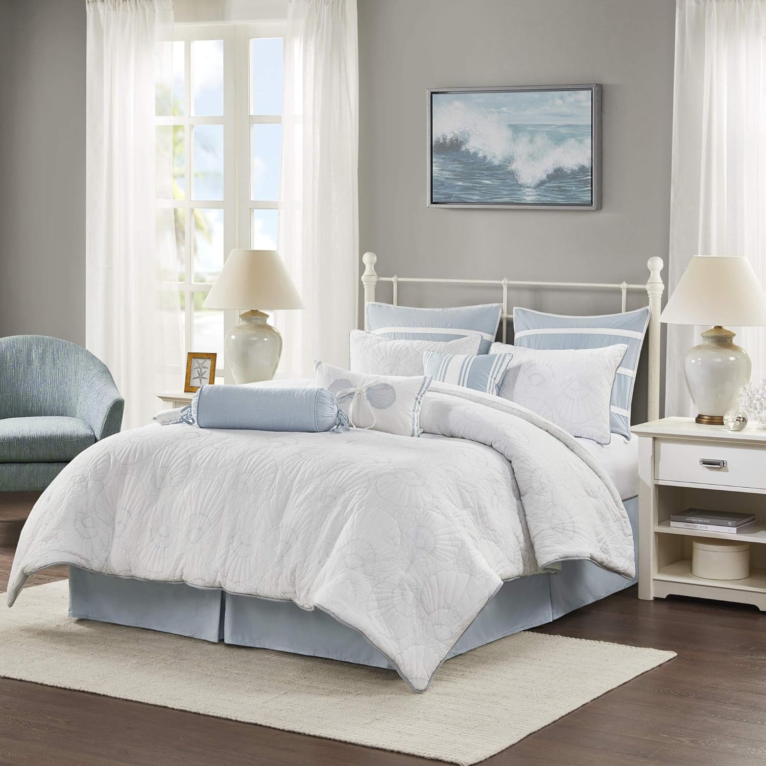 Harbor House Coastal Crystal Beach Euro Sham - Blue 26x26