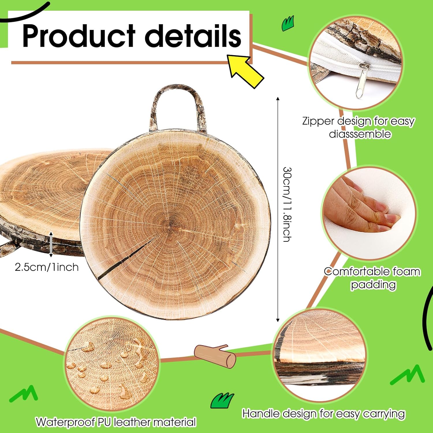 Suzile 8 Pcs Wood Slice Kids Floor Cushions