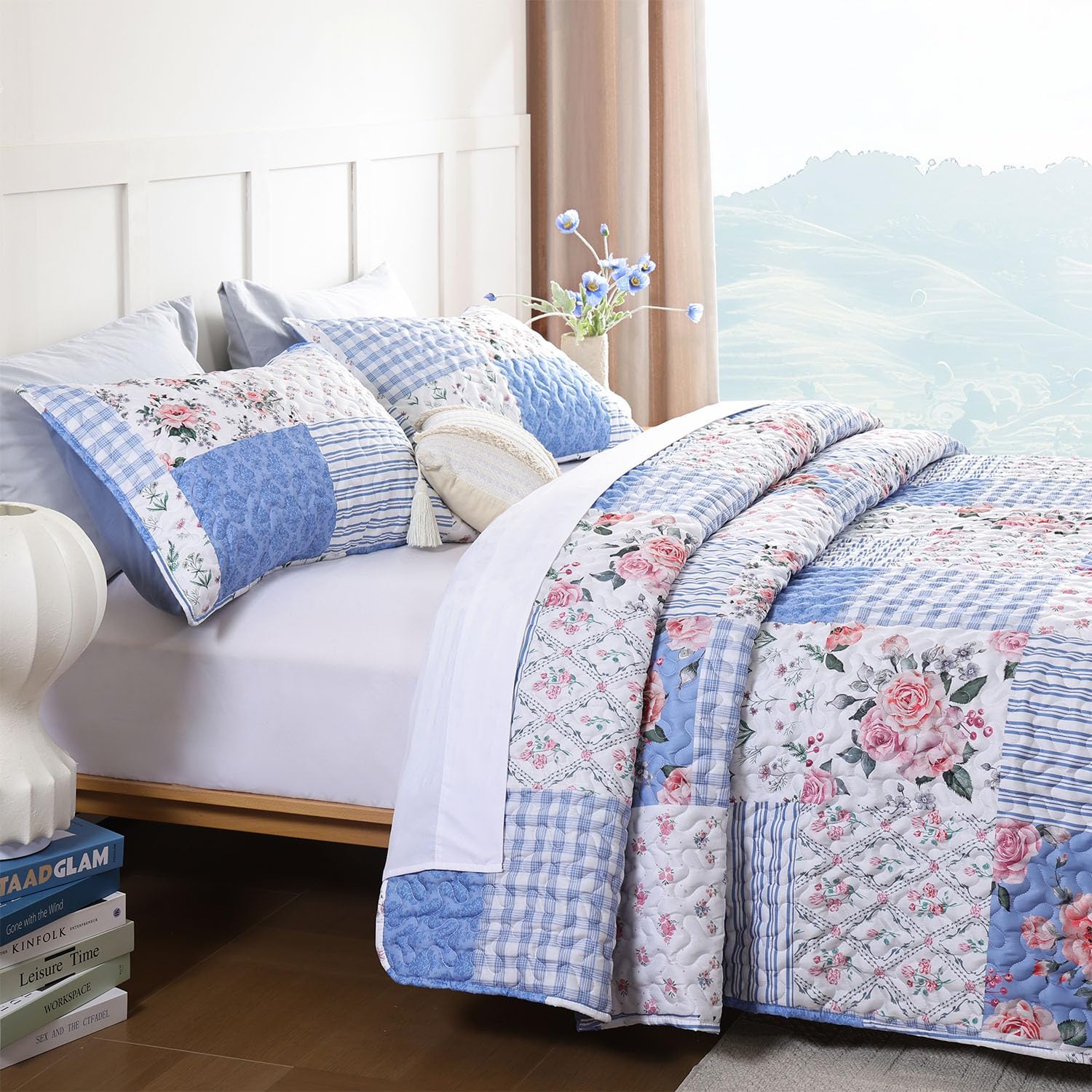 YIKUSH King Size Floral Quilt Set 3 Piece