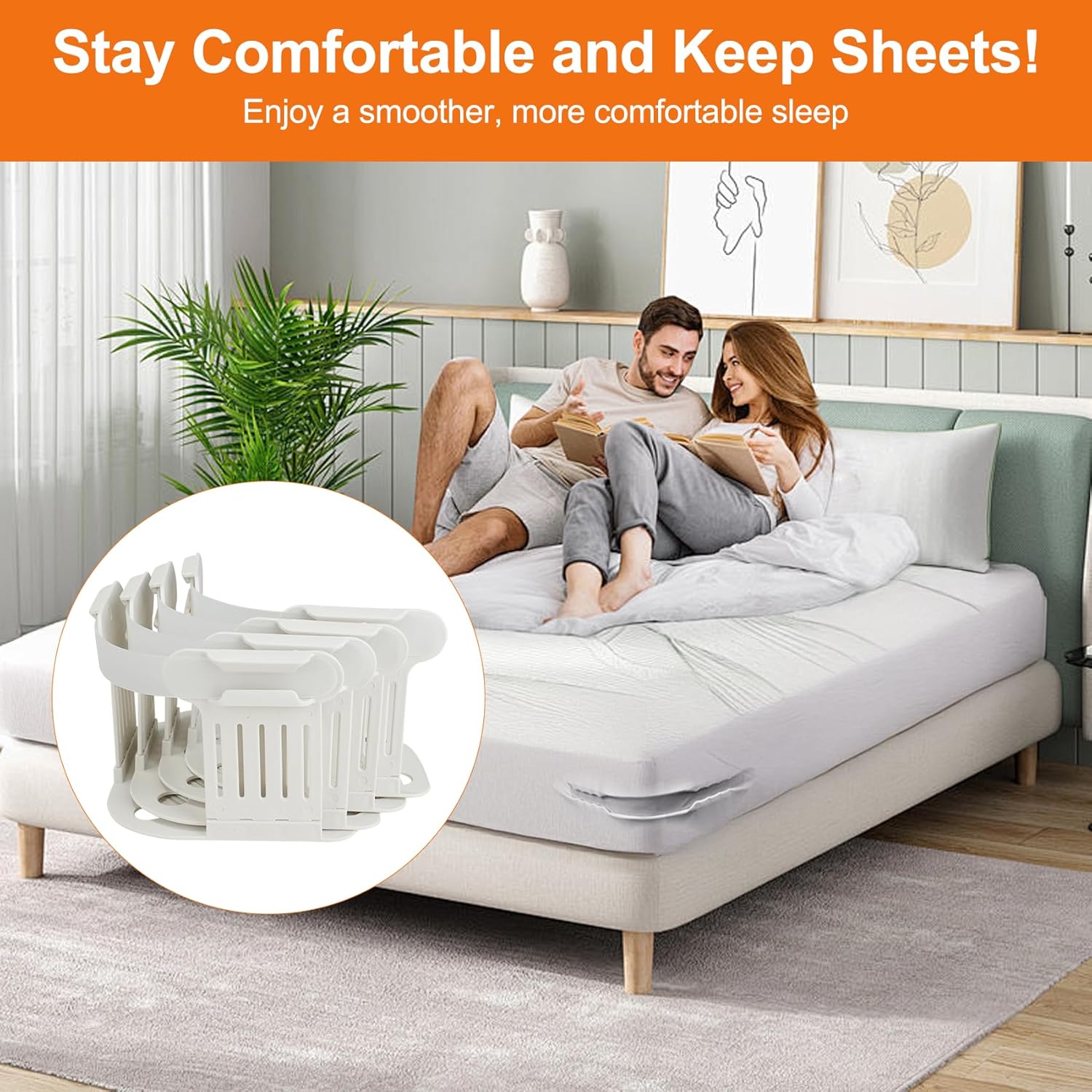 JASTT Lock Sheet Holders 4PCS Heavy Duty Bed Sheet Clips