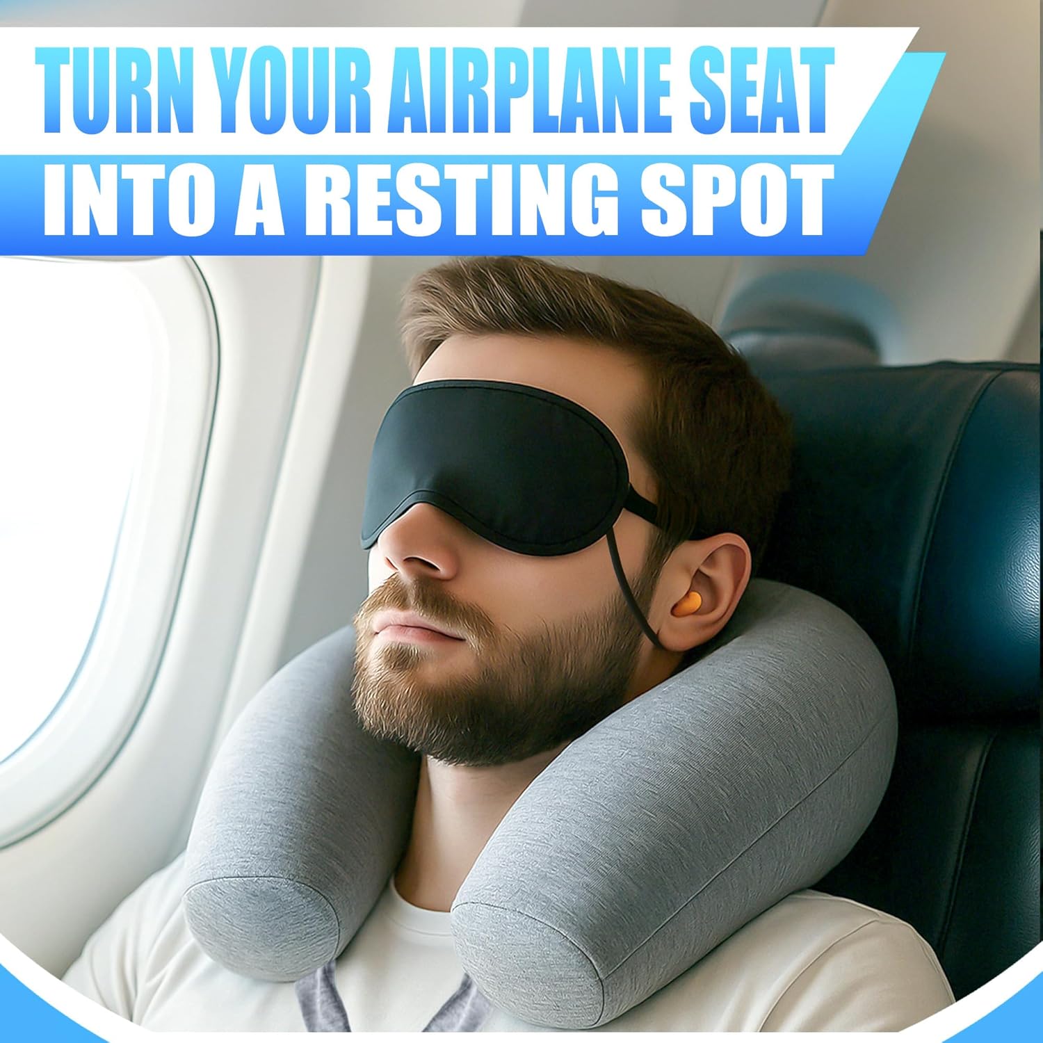 Point2Points Memory Foam Travel Pillow for Airplanes