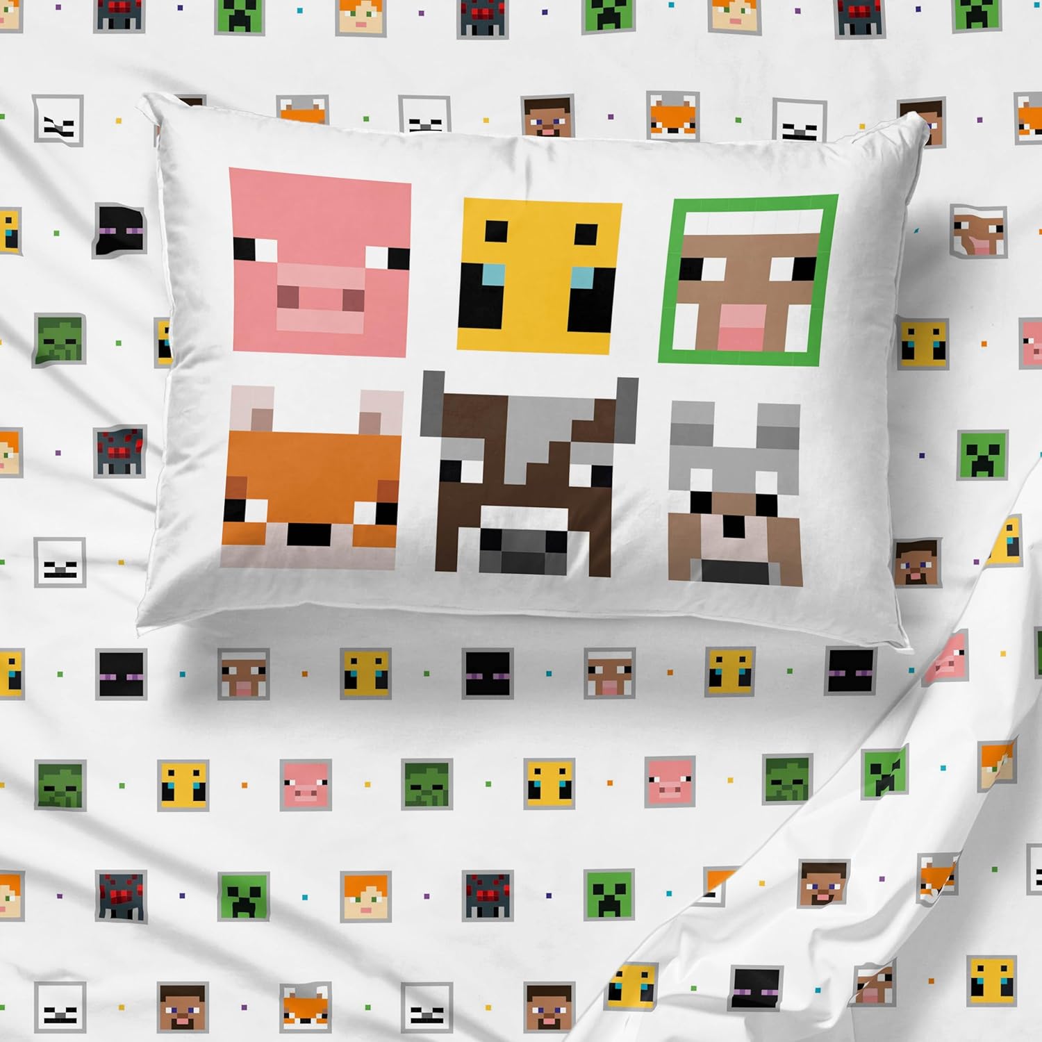 Sunny Side Up Minecraft Creeper Animals Twin Sheet Set 3 Piece