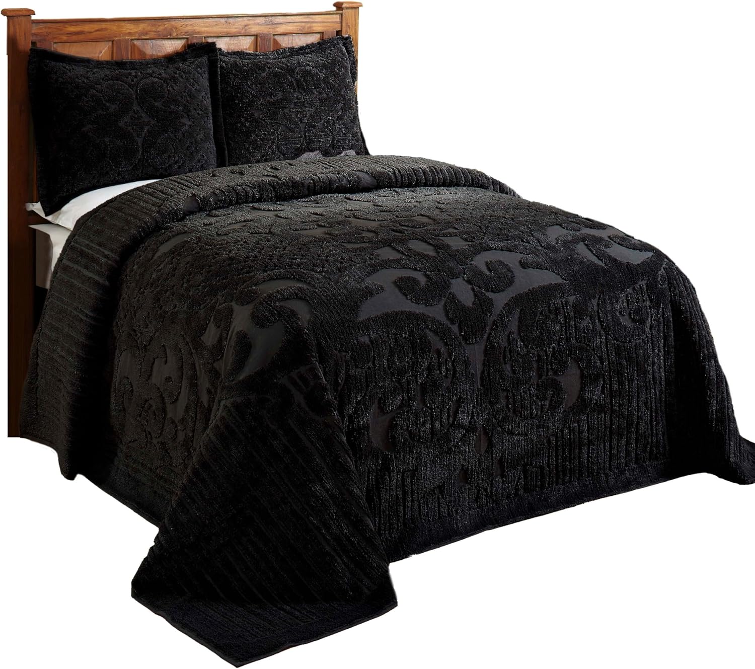 Better Trends Chenille Queen Bedspread Black