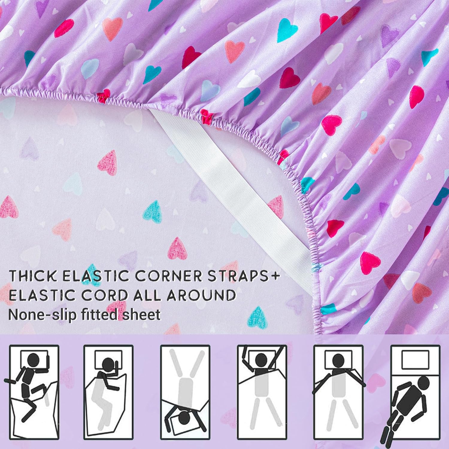 Viviland 3-Piece Girls Purple Twin Sheet Set