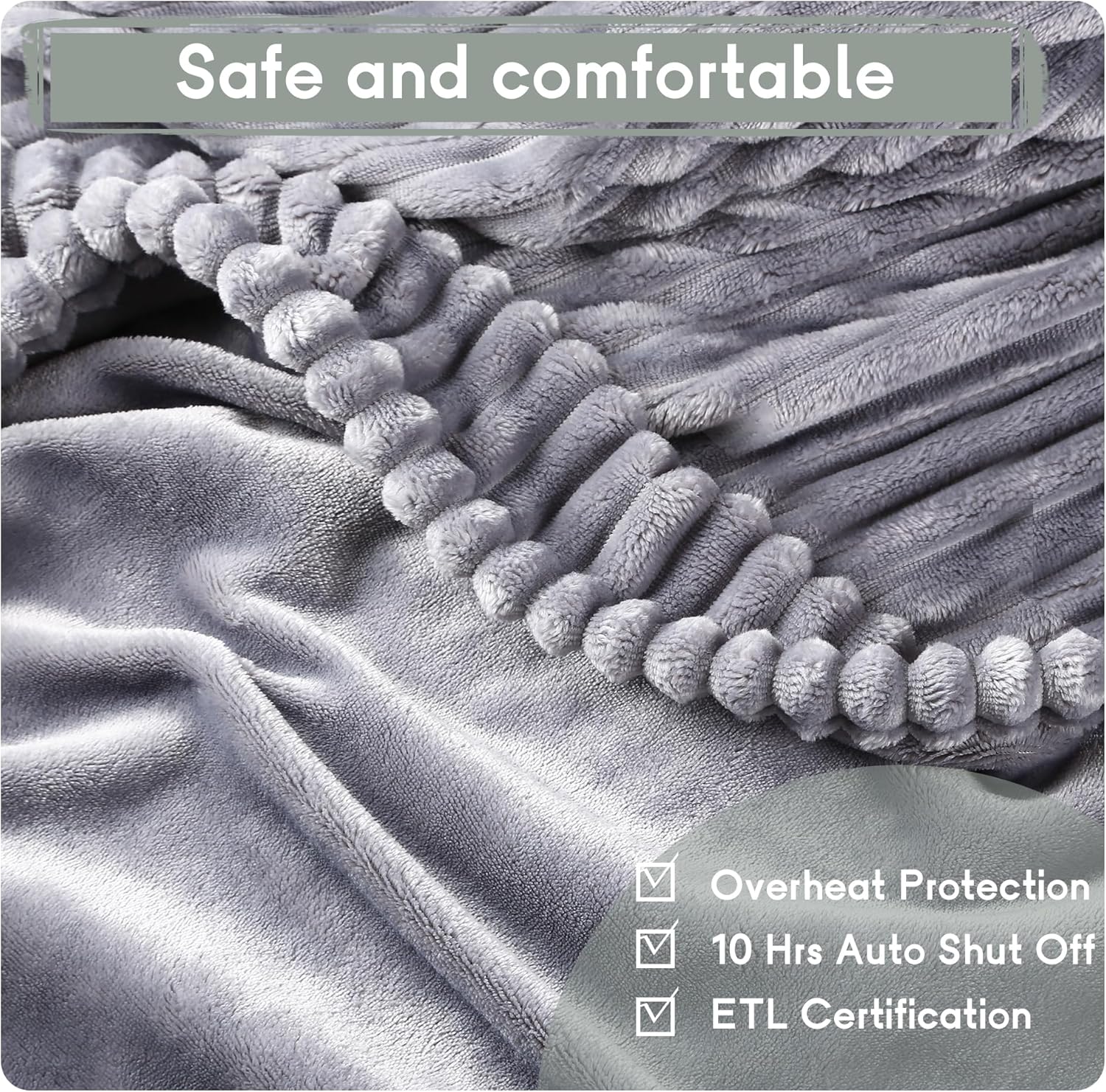 Minervada Heated Blanket 72x84 10 Heat Levels Auto Shut Off Flannel
