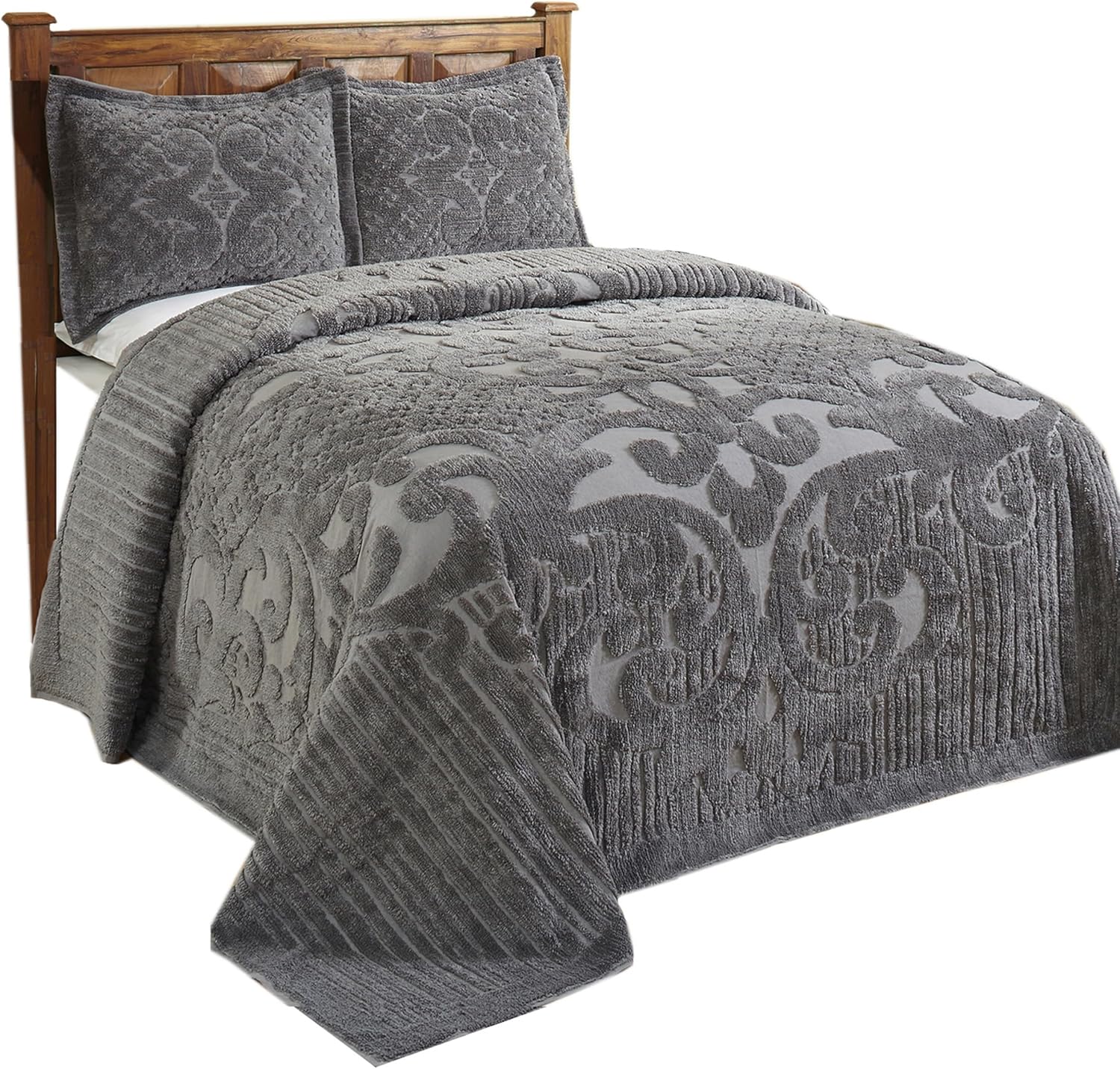 Better Trends Chenille Bedspread FullDouble Gray