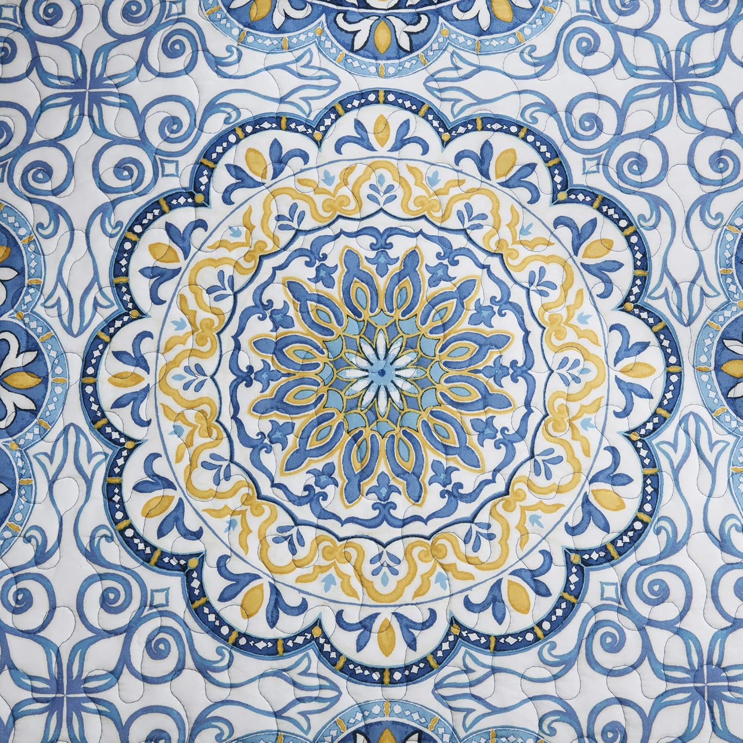 Madison Park Daybed Cover Set 75x39 Medallion Blue 6 Piece