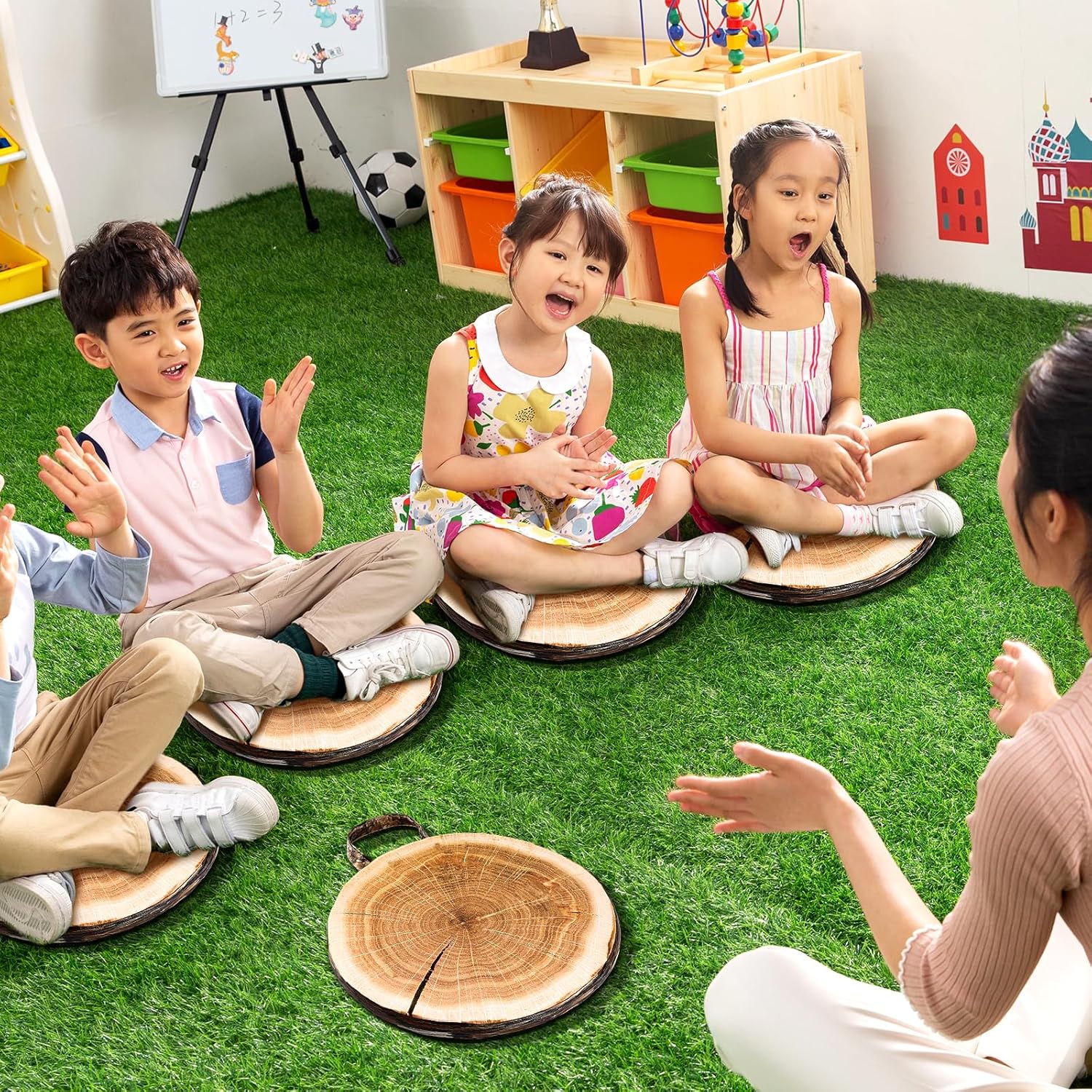 Suzile 8 Pcs Wood Slice Kids Floor Cushions