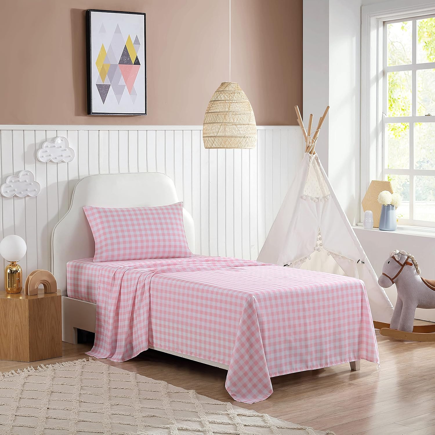 Eddie Bauer Kids Twin Sheets Plaid Pink Set