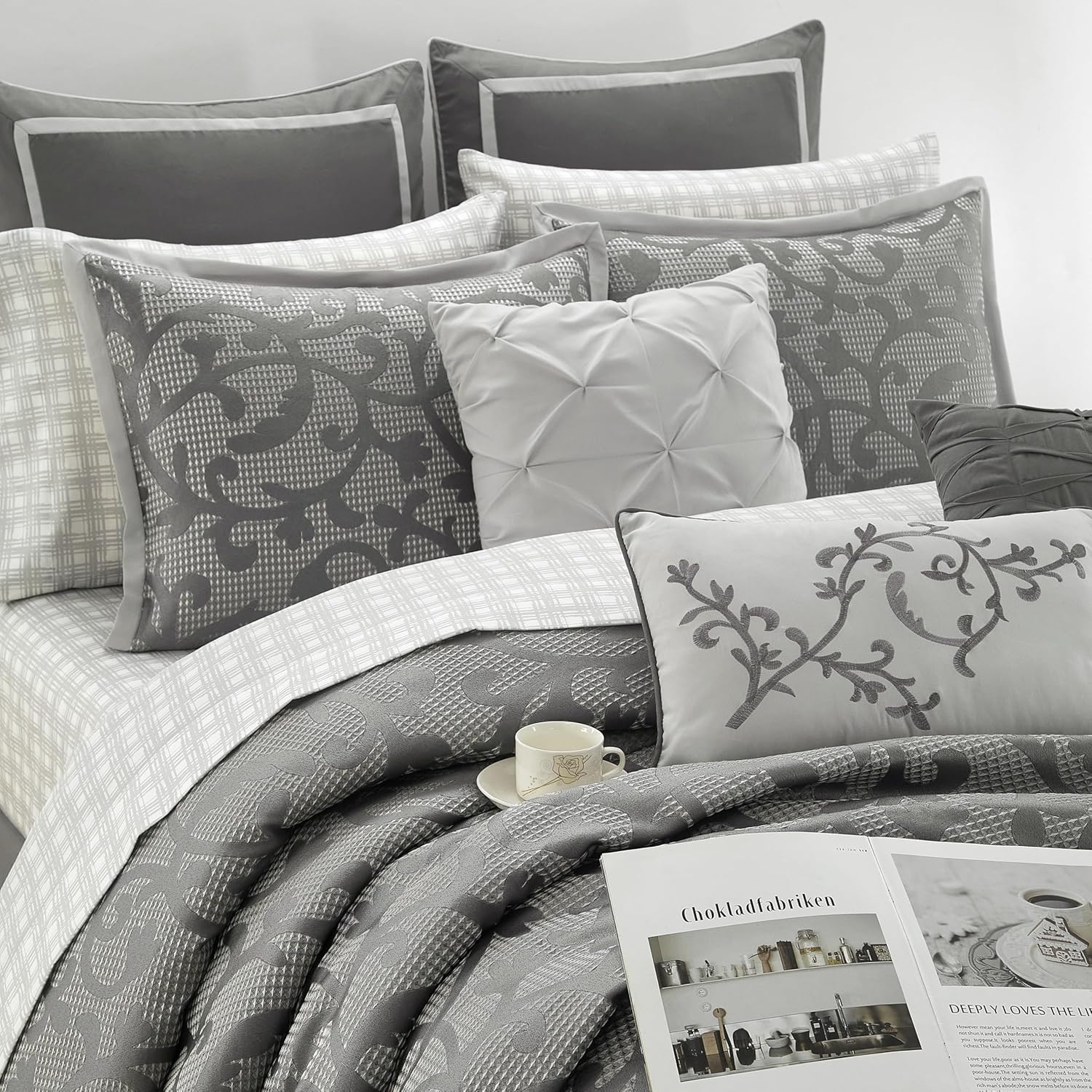 Grand Avenue Grey Paisley Comforter Set