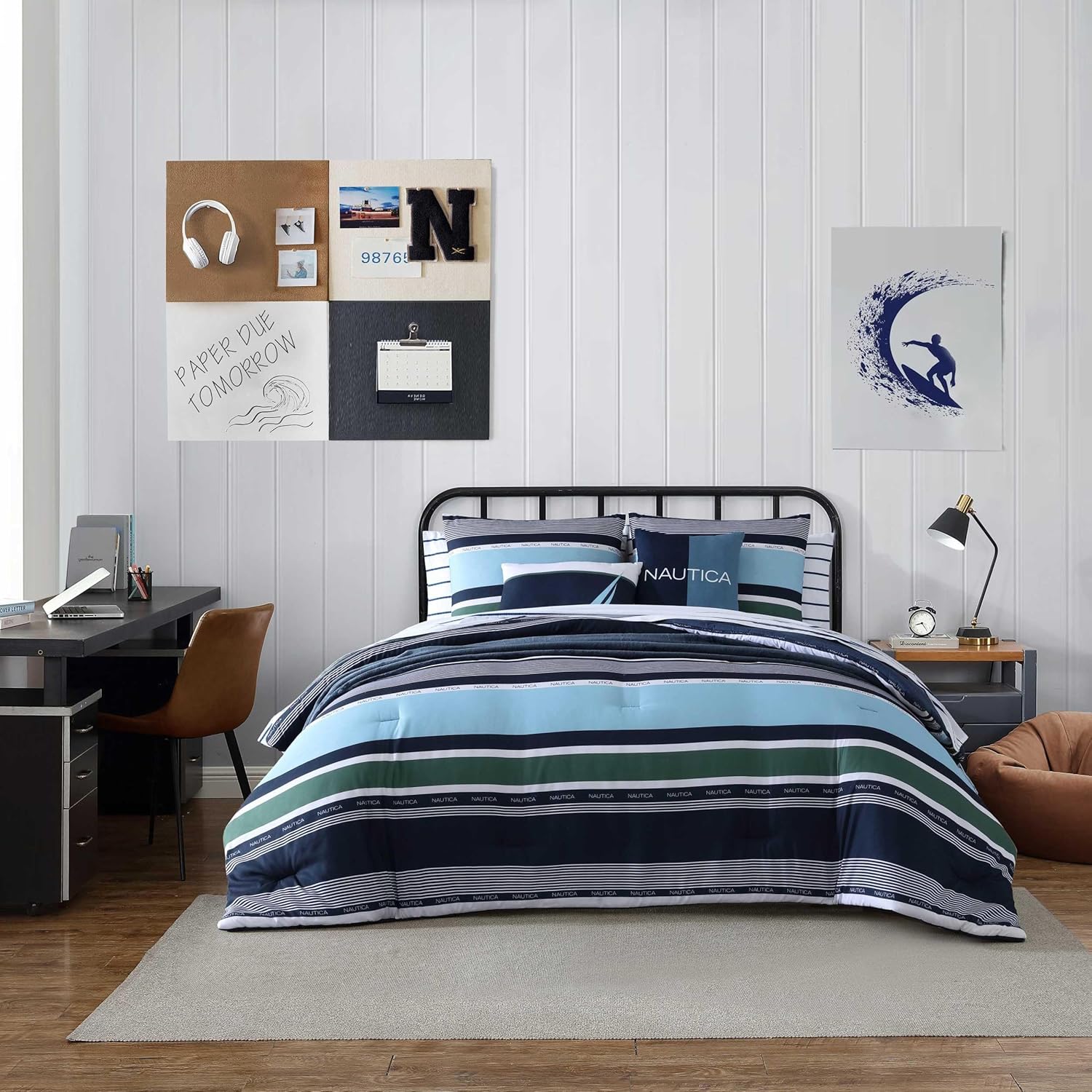 Nautica Full Comforter Set with Matching Sham and Throw Pillows
