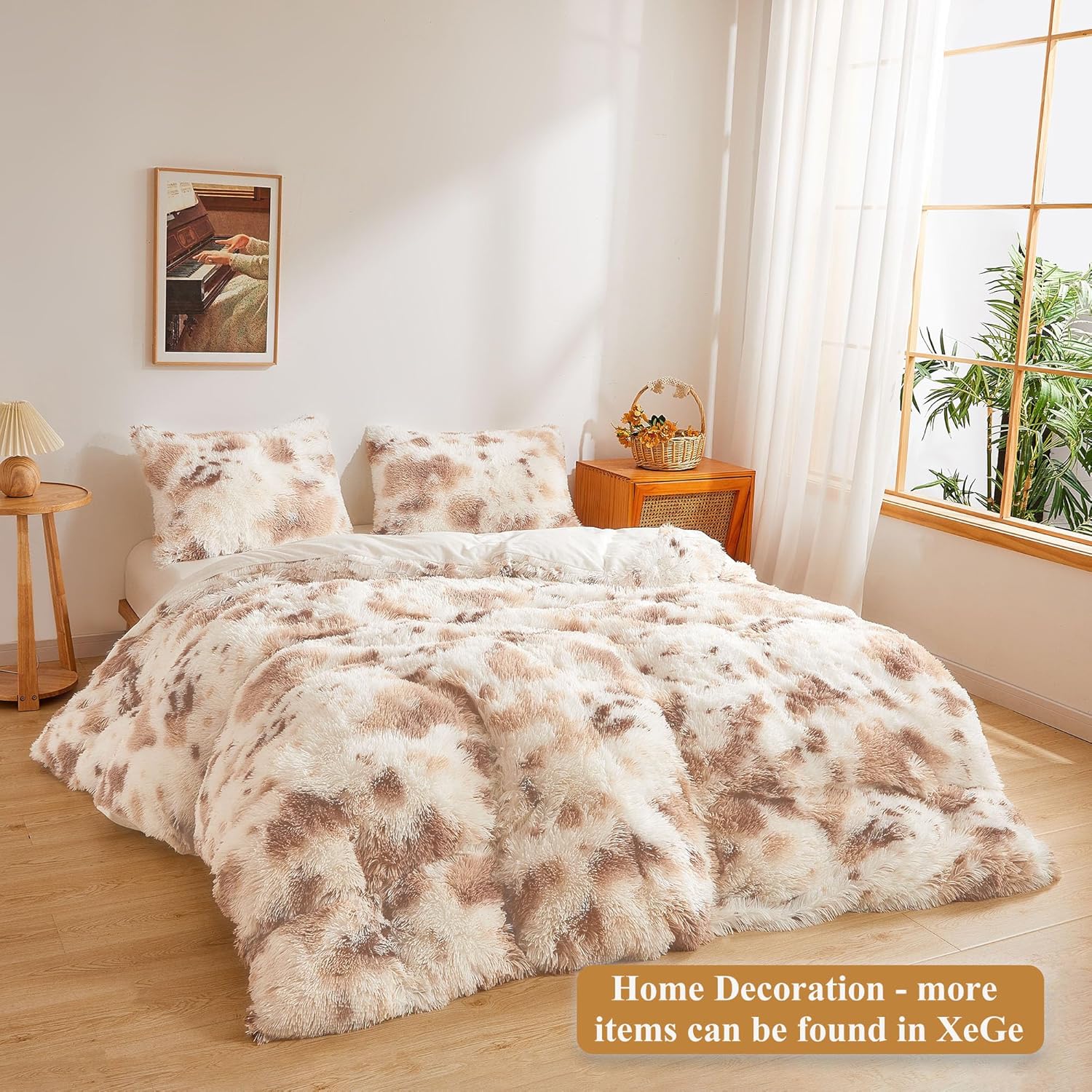 XeGe 20x54 Cow Print Faux Fur Body Pillow Cover