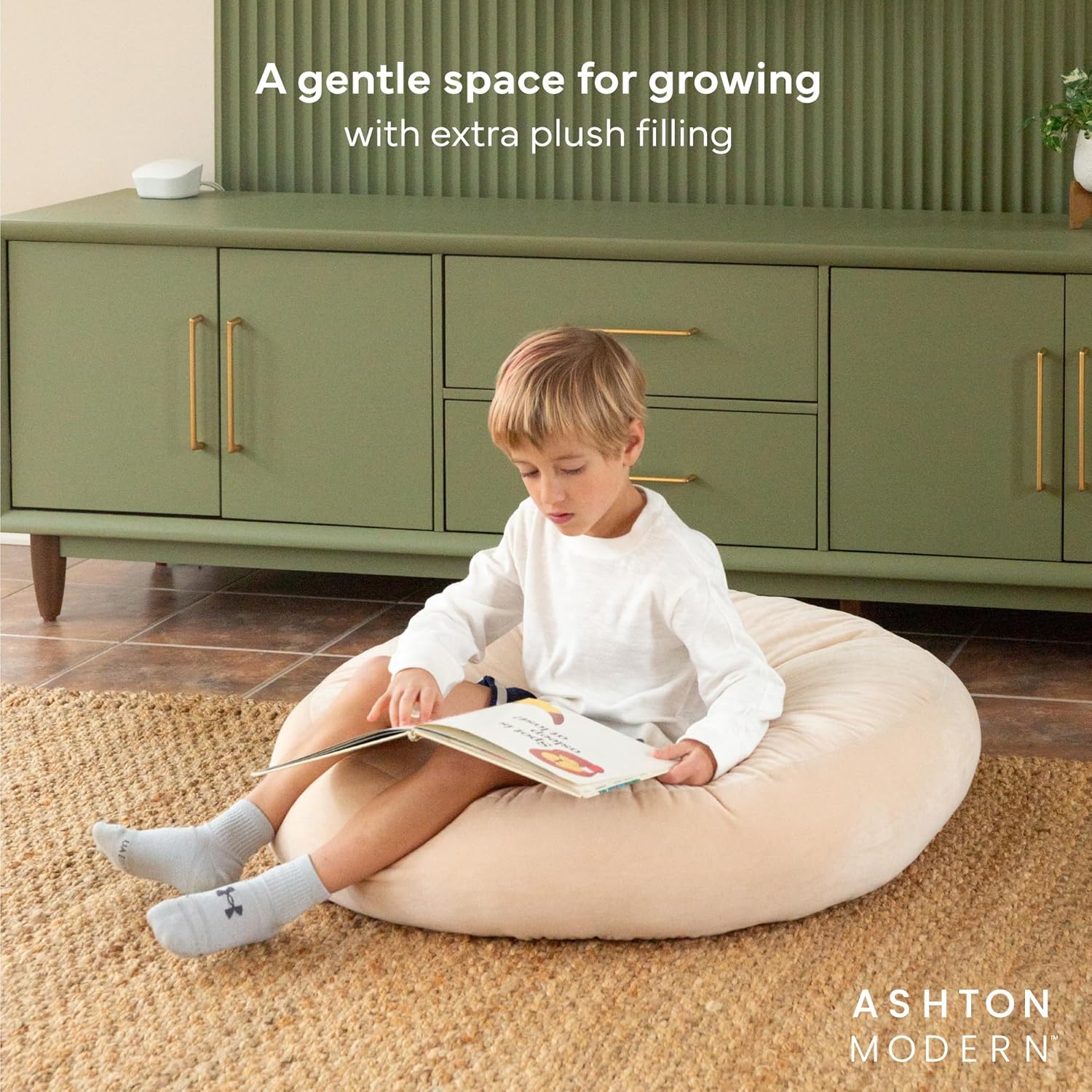 Ashton Modern 32 inch Cream Floor Cushion for Kids