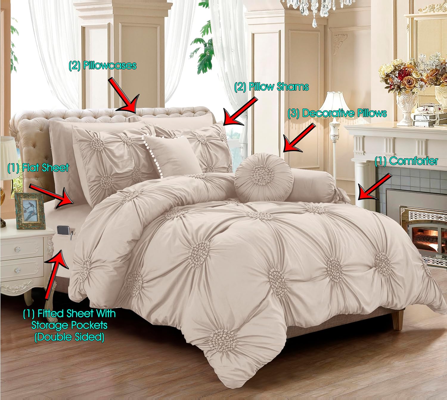 Elegant Comfort 10-Piece Sunflower Bed-in-a-Bag Set