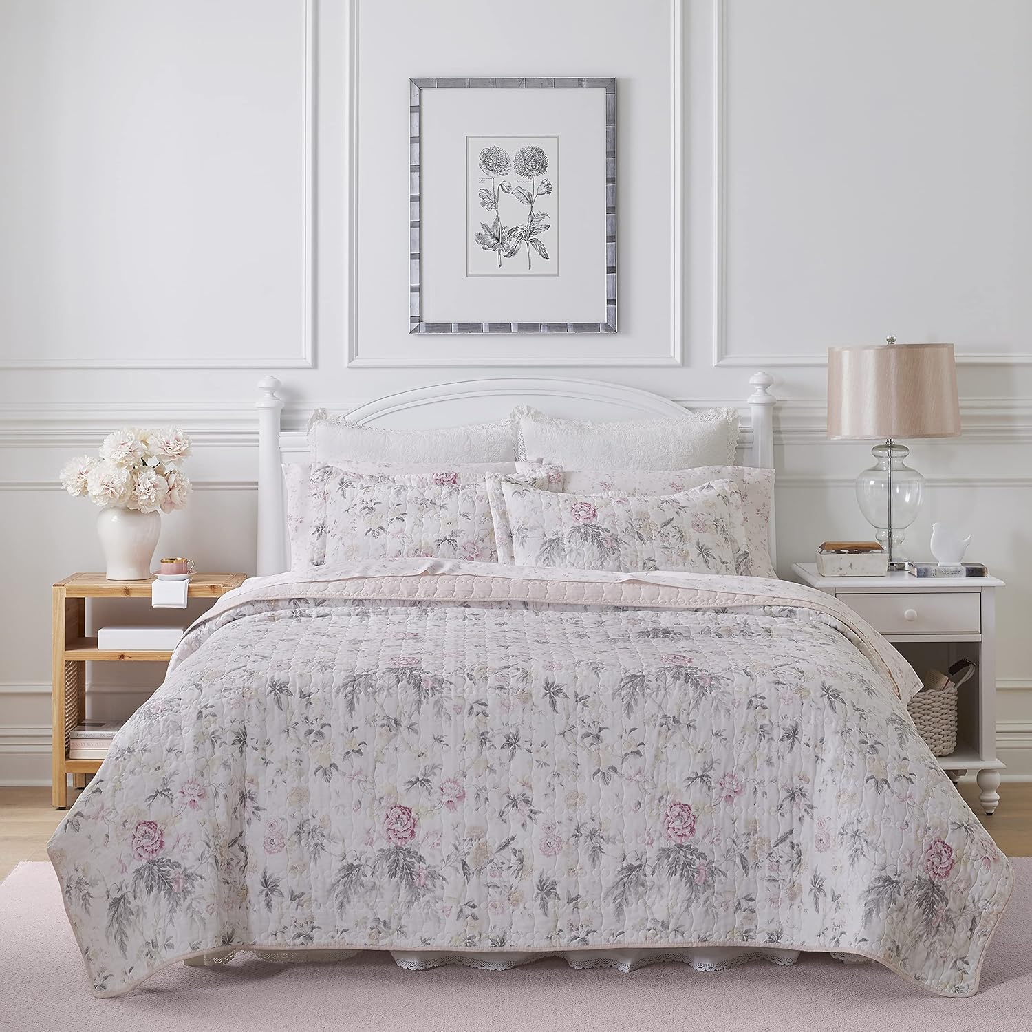 Laura Ashley Queen Quilt Set - Reversible Cotton with Shams