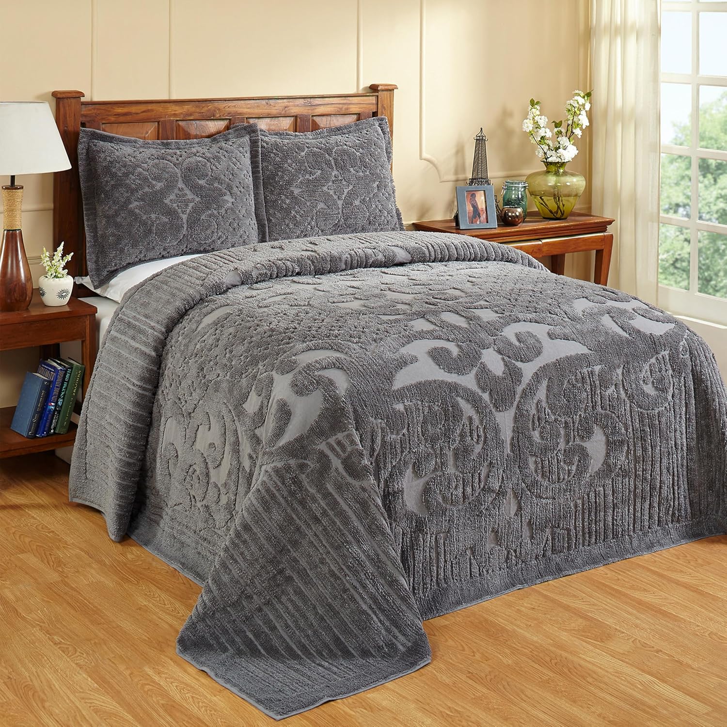 Better Trends Chenille Bedspread FullDouble Gray