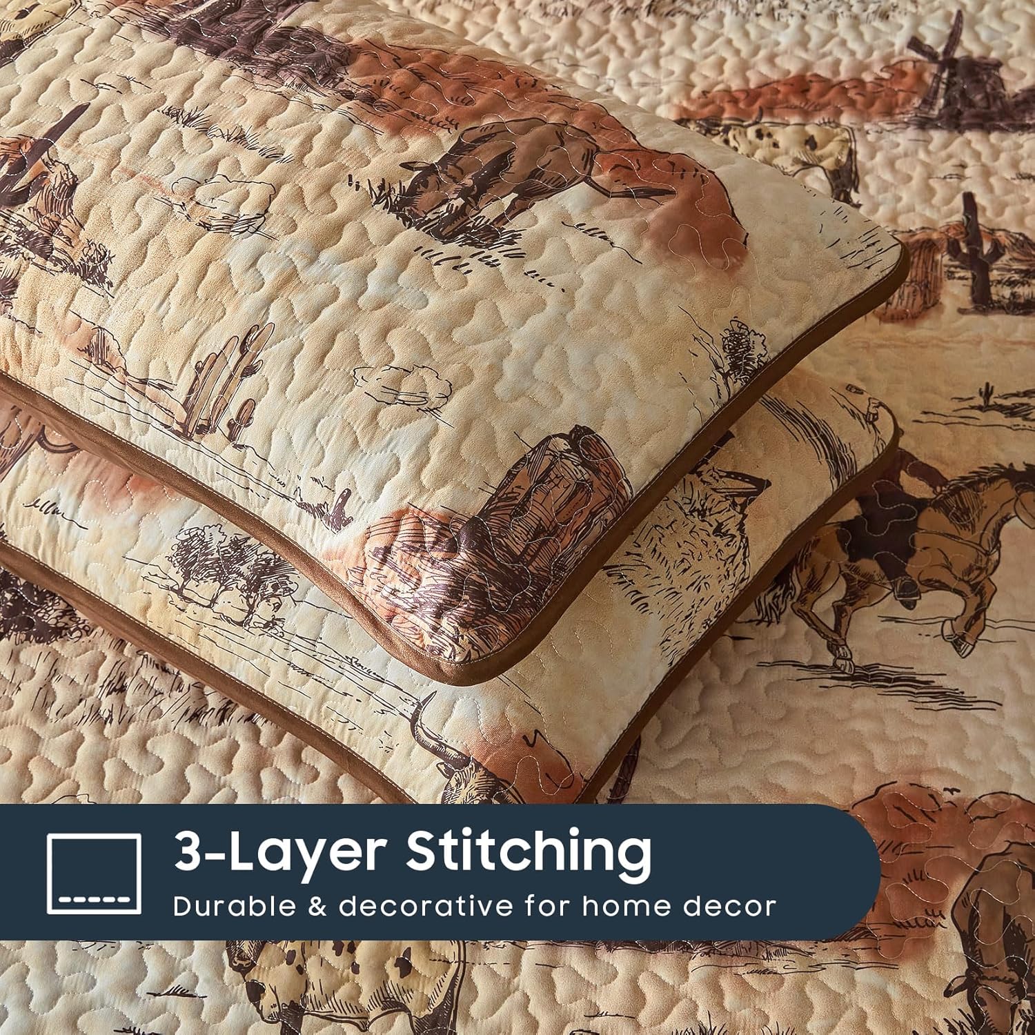 Wake In Cloud Western Quilt Set - King 3-Piece