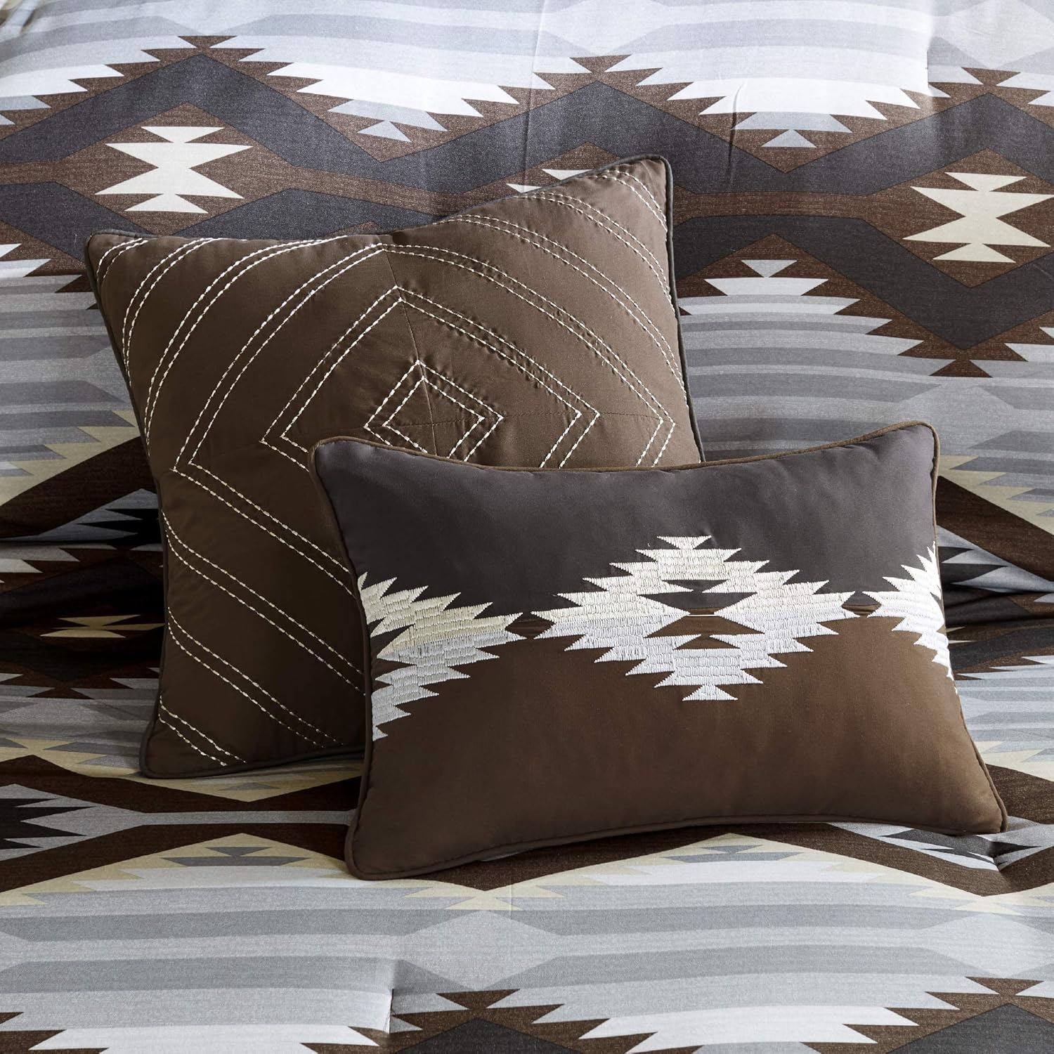 Woolrich Rustic Lodge Comforter Set - All Season Down Alternative GreyBrown