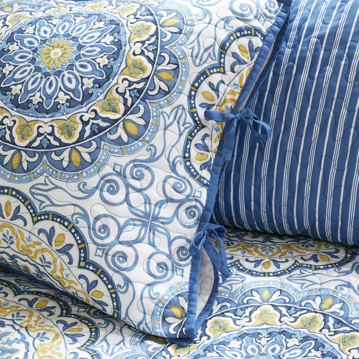Madison Park Daybed Cover Set 75x39 Medallion Blue 6 Piece
