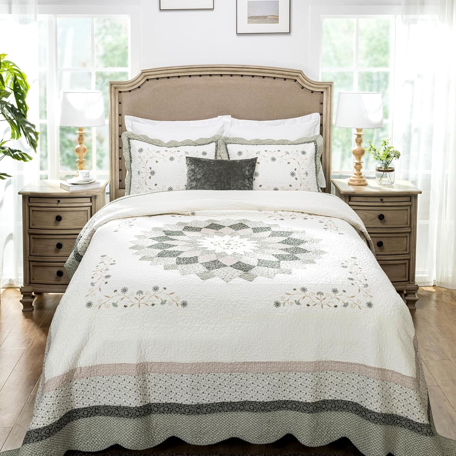 ELEGANT LIFE HOME All-Season Cotton Quilt Set 3-Piece