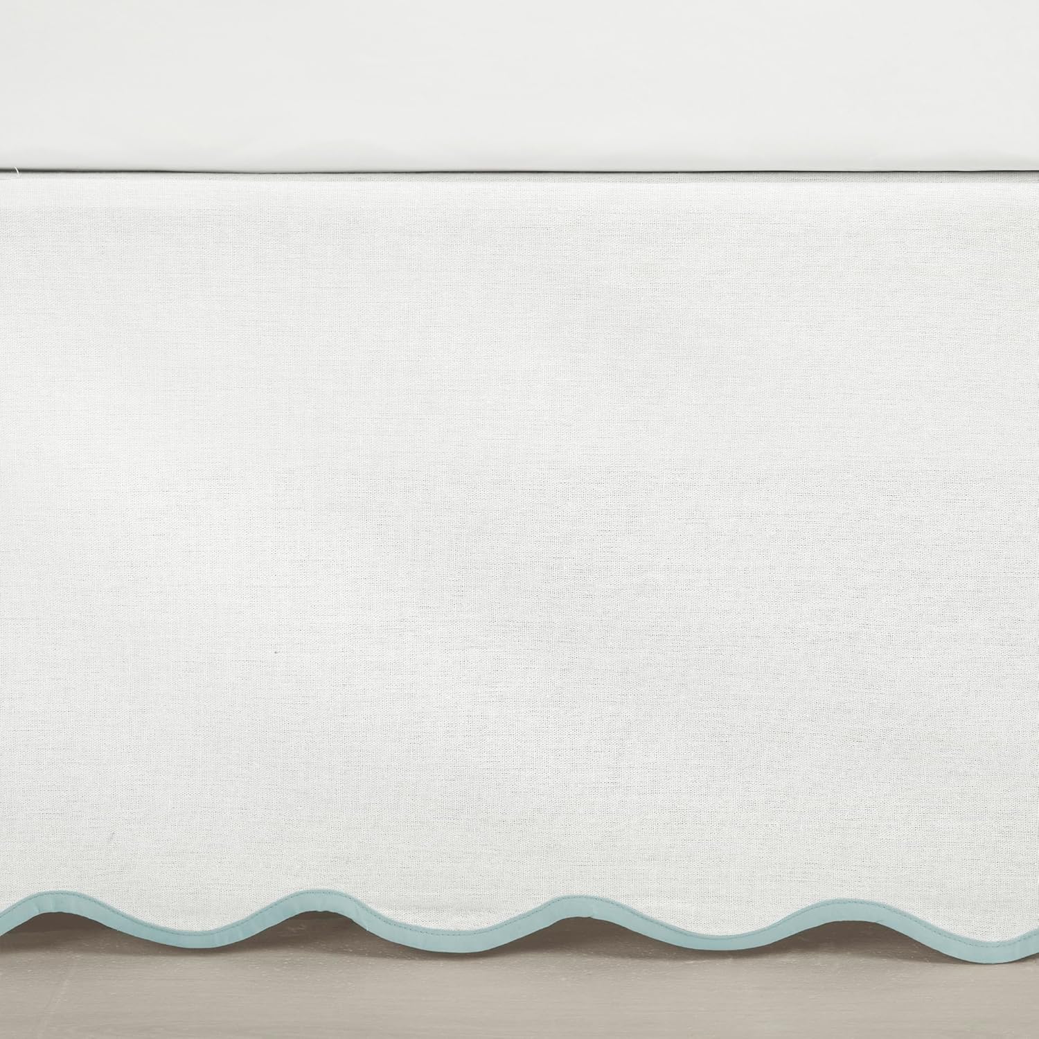 Coastal Chic Scallop Edge Linen Bed Skirt BlueWhite Queen
