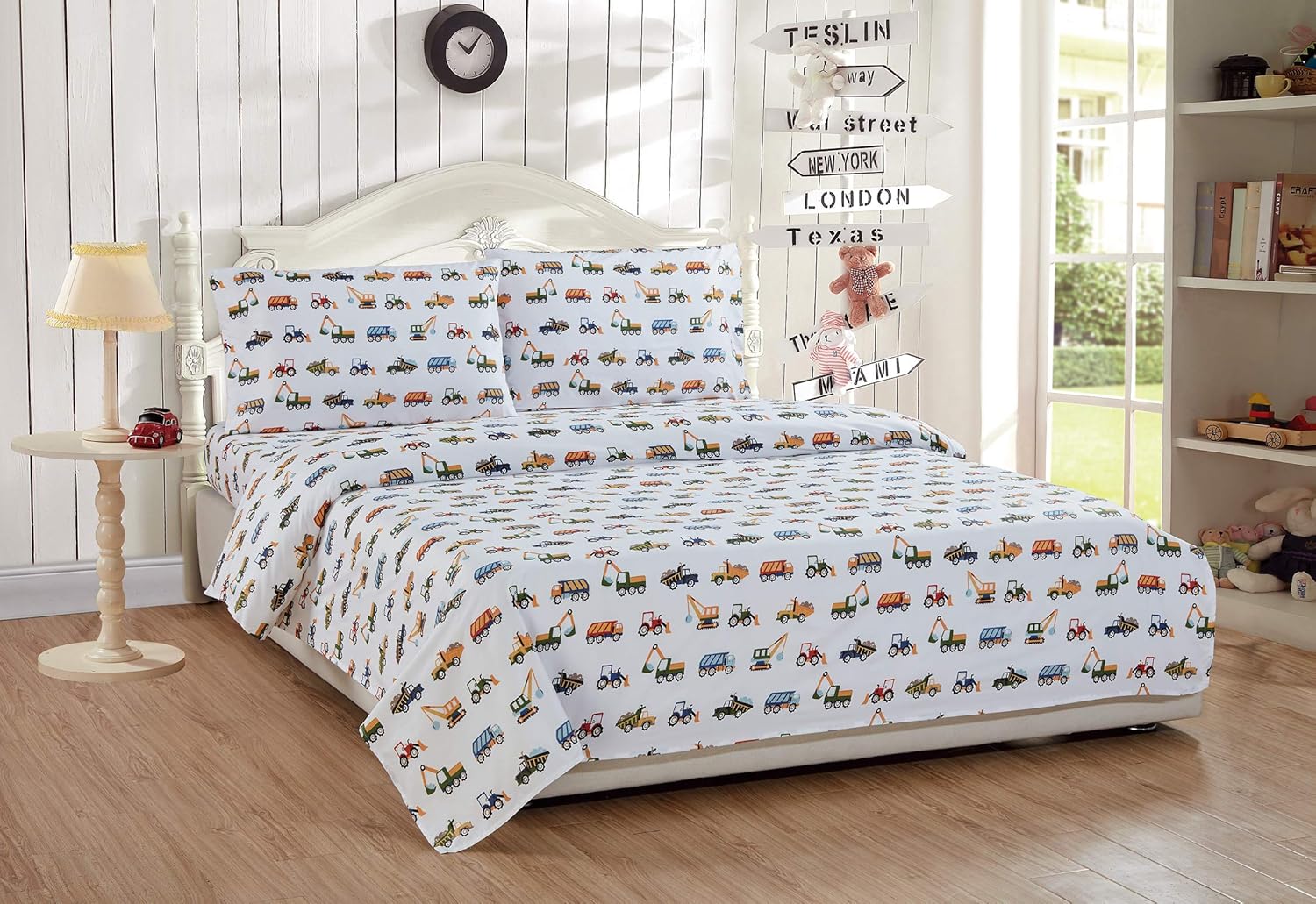 Linen Plus Kids Tractor Sheet Set Twin Size