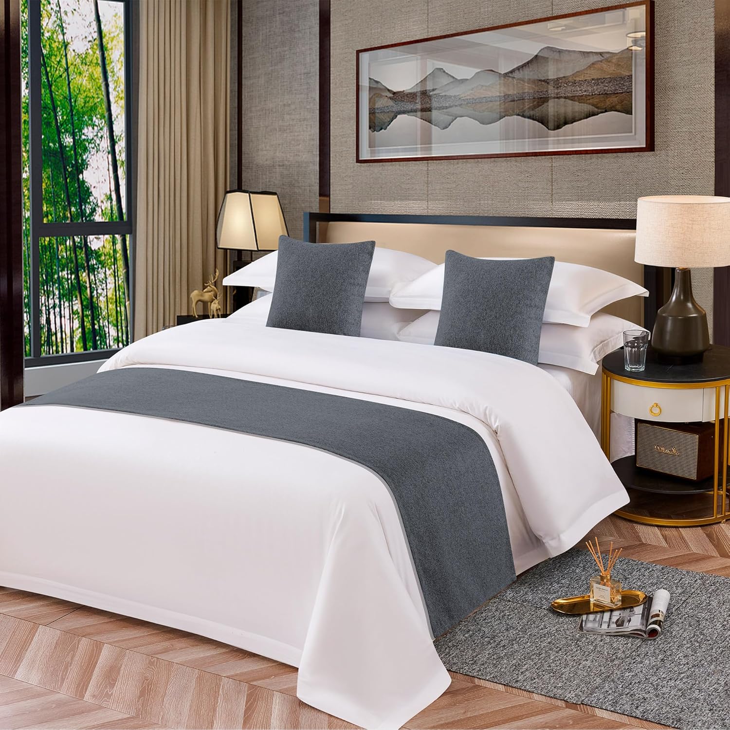 OSVINO Solid Bed Runner Microfiber for King Size