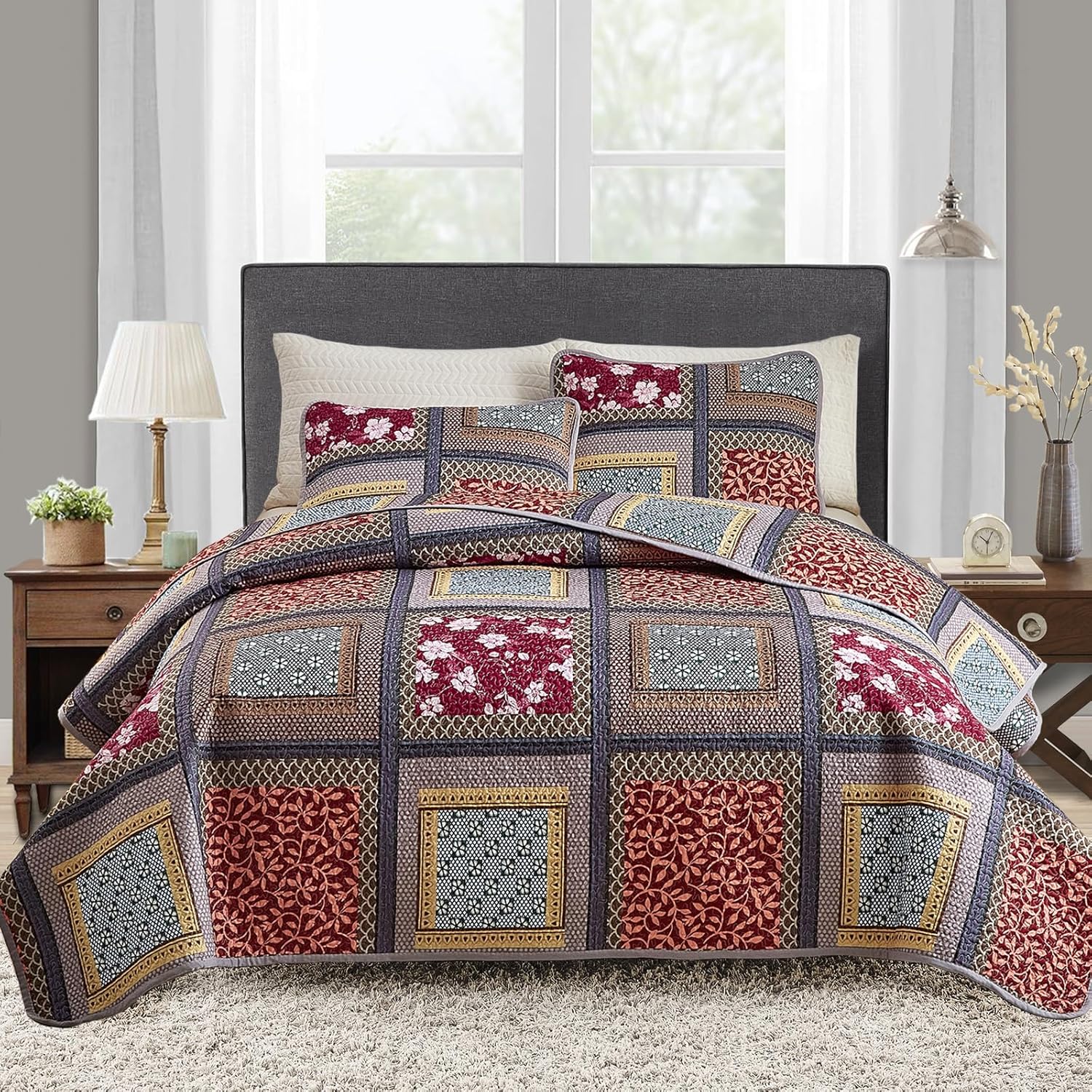 Flysheep 2 Piece Patchwork Quilt Set Twin Size
