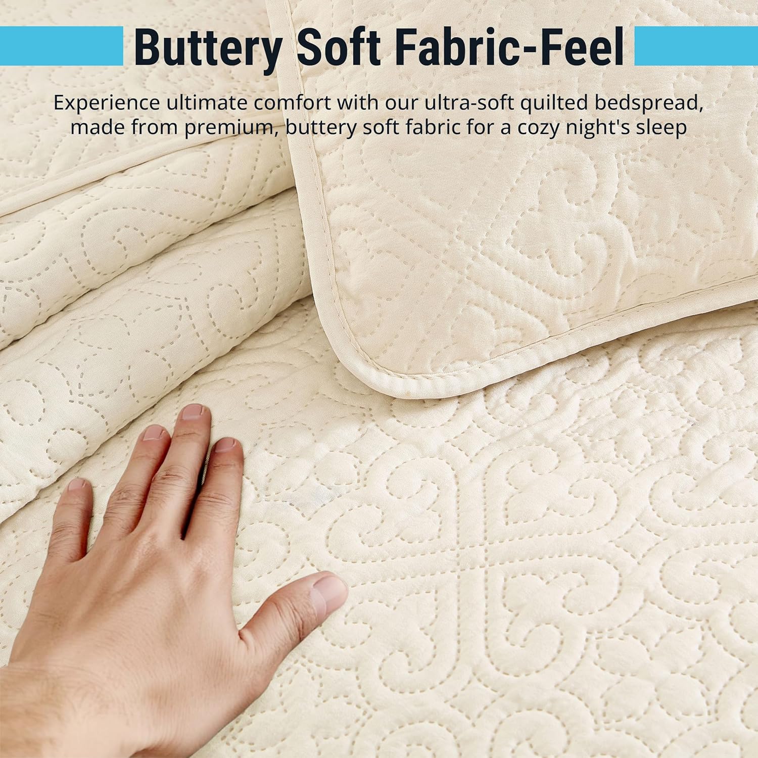 HLCME Lorenzo - 3 Piece Quilt Set Full Queen Size Beige