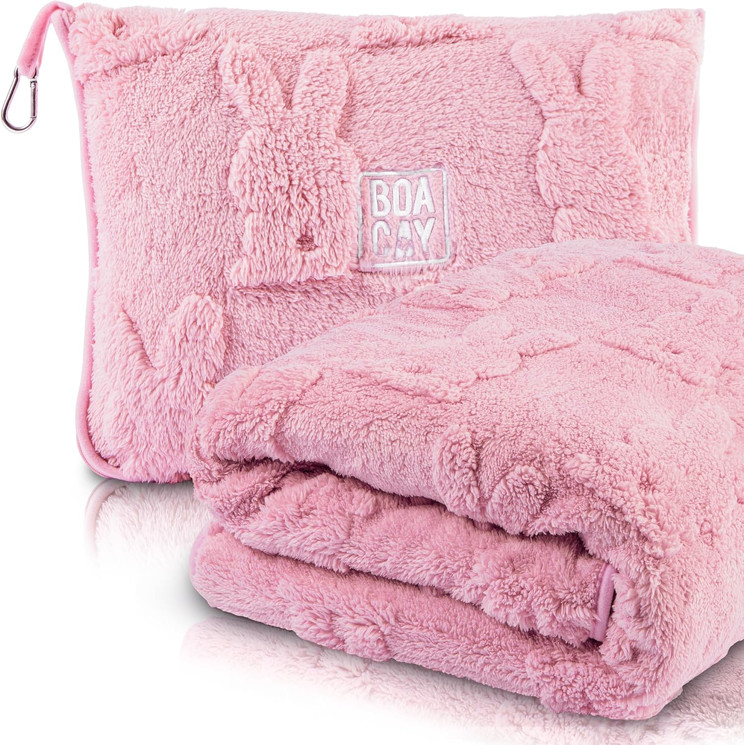 BOACAY Travel Toddler Blanket - Soft Kids Throw with Backpack Clip and Pillow Design