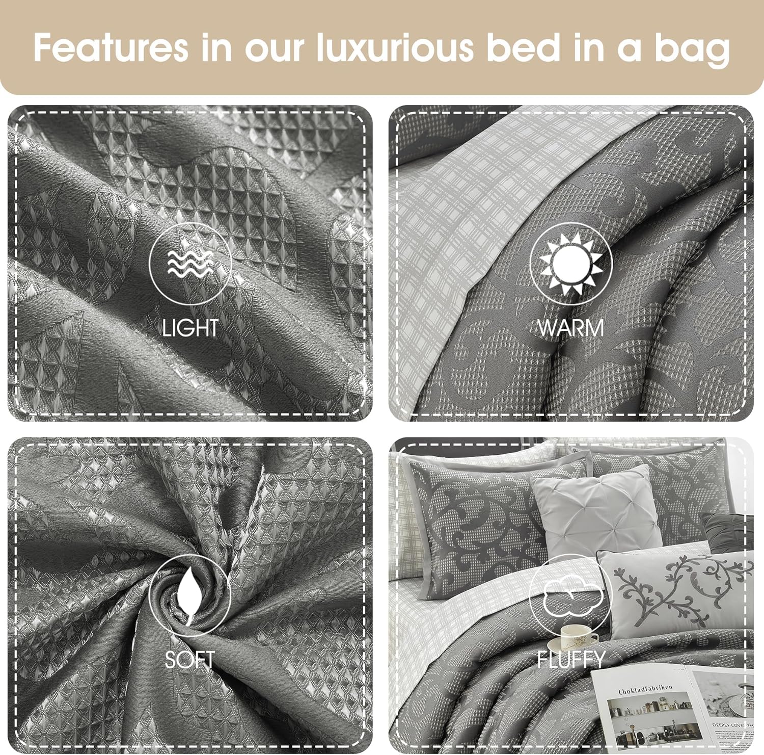 Grand Avenue Grey Paisley Comforter Set