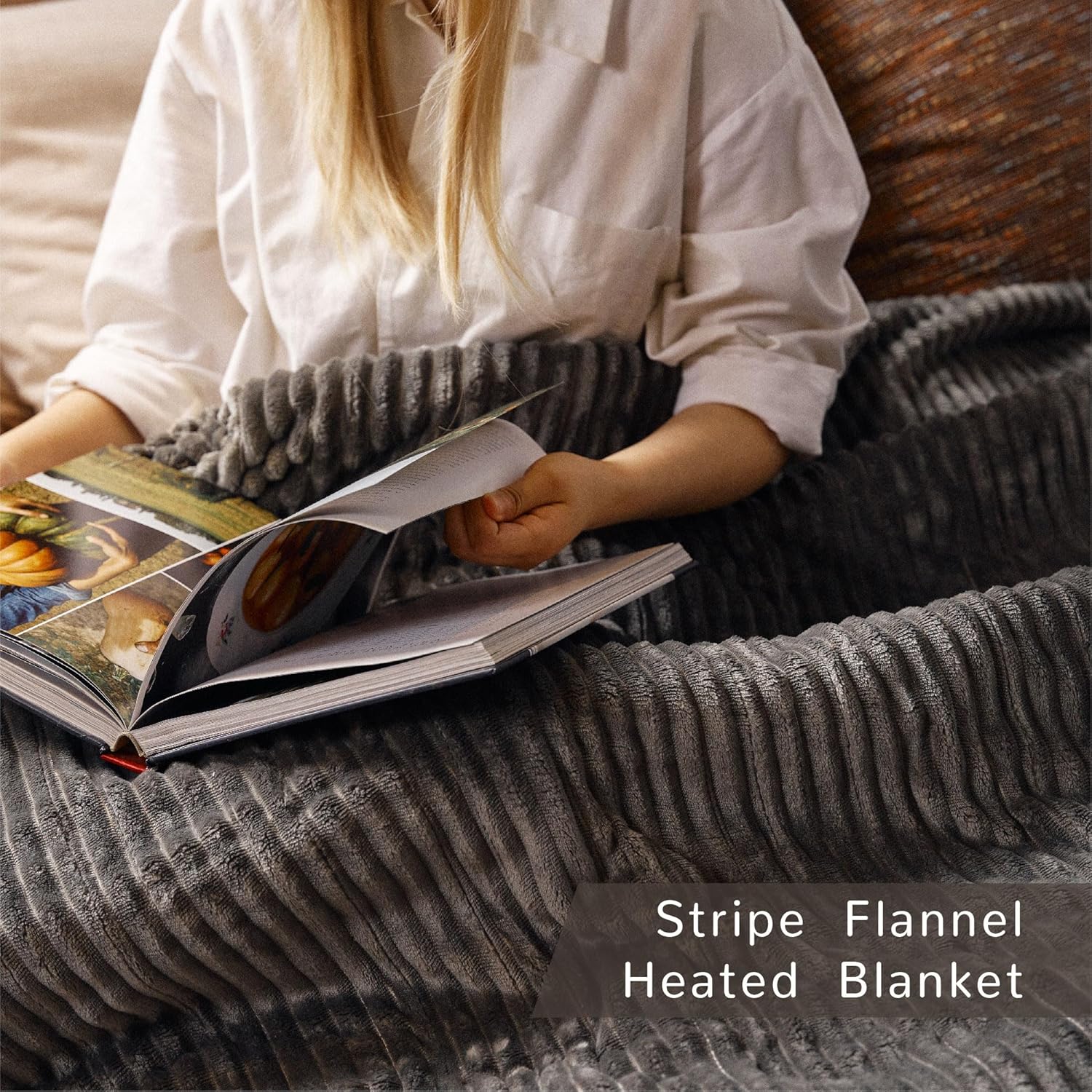 HOMISPRITE Heated Blanket Twin Size 62x84 Grey