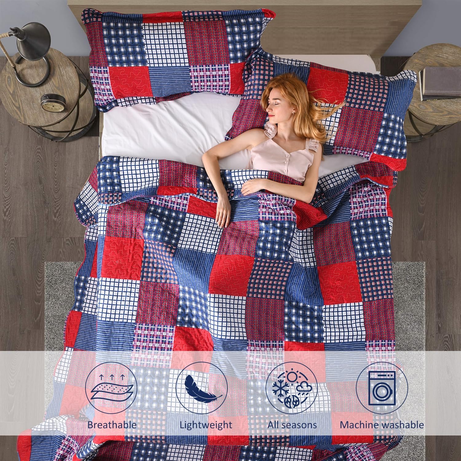 Jessy Home Plaid Quilt Set Twin Bedspread