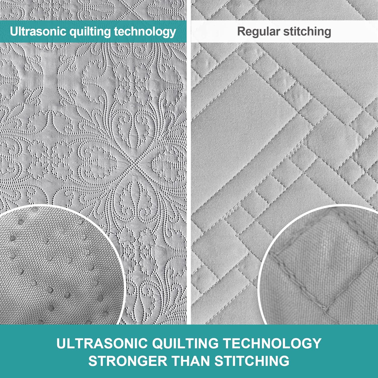 Hansleep Grey Baroque Quilt Set - Queen Size