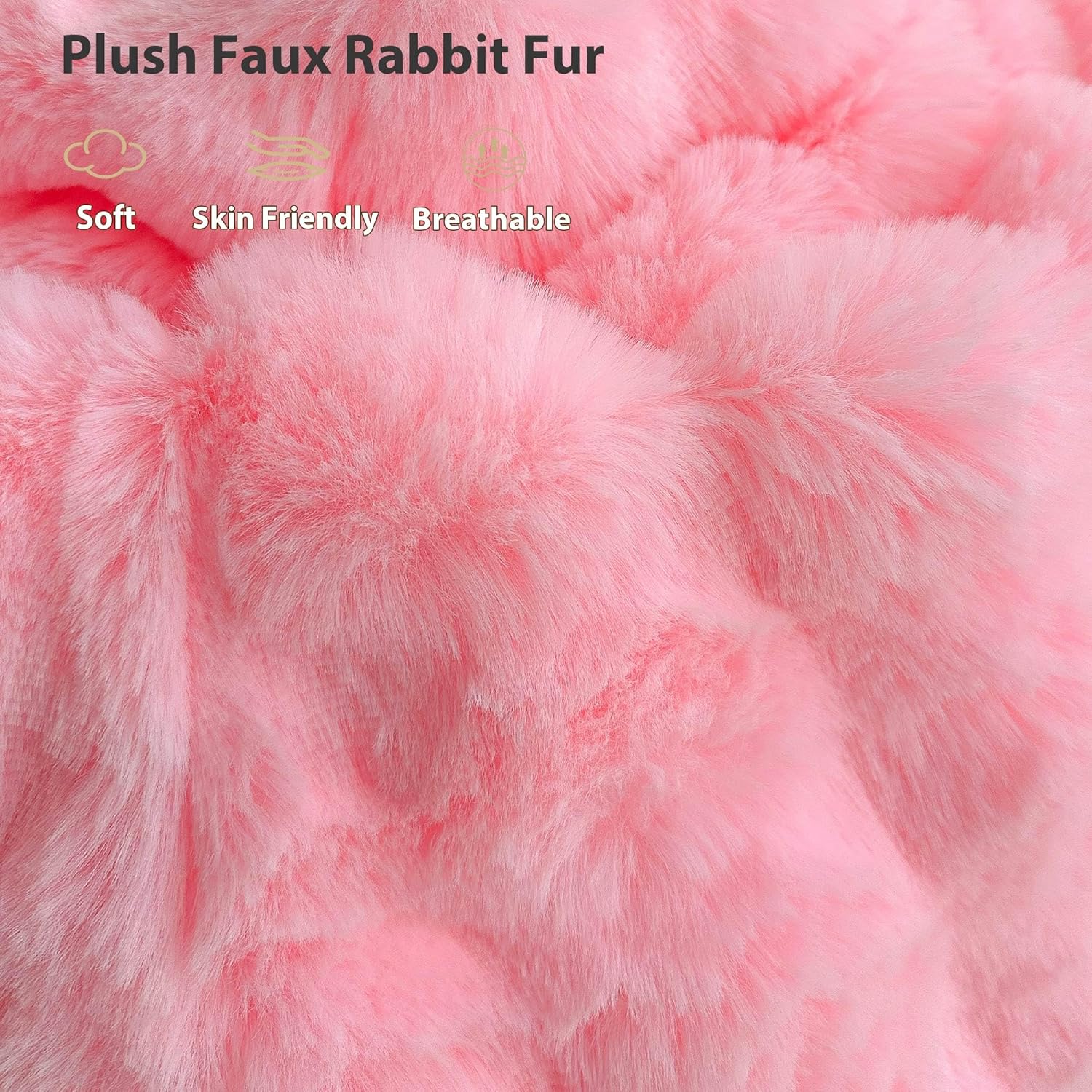 LIFEREVO Fluffy Faux Rabbit Fur Pillow Covers Pink 18x18