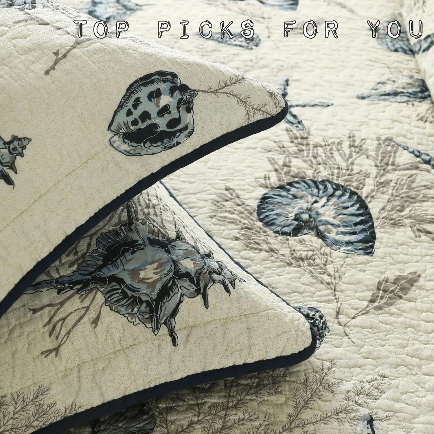 Brandream Queen Size Blue Ocean Quilt Set 3-Piece