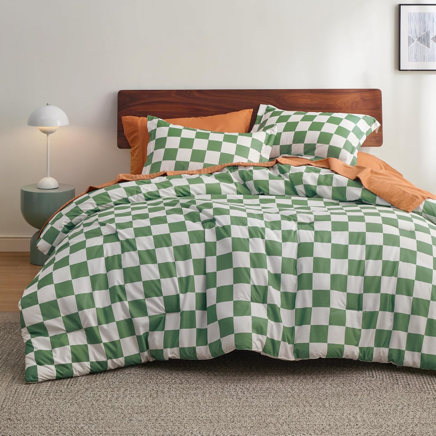 Bedsure Checkered Comforter Set Queen Size 3 Pieces 1