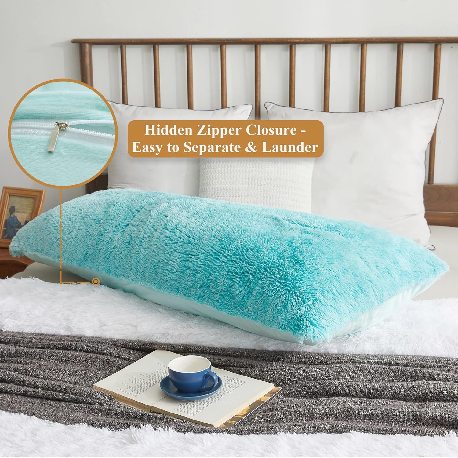 XeGe Cozy 20x54 Furry Body Pillow Sham