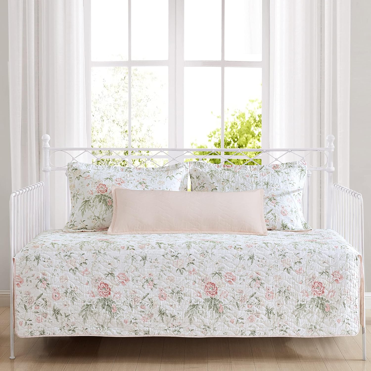 Laura Ashley Daybed Set - Breezy Floral Pink 100 Cotton Polyester