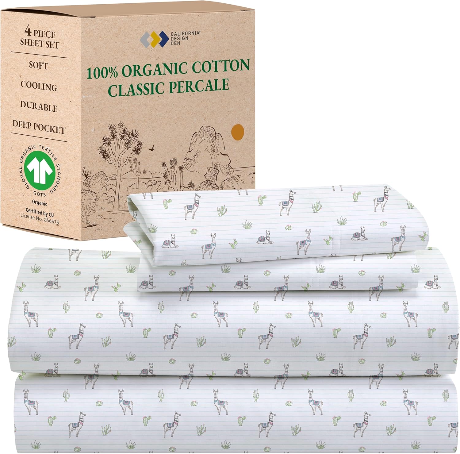 California Design Den Llama Printed Queen Sheet Set