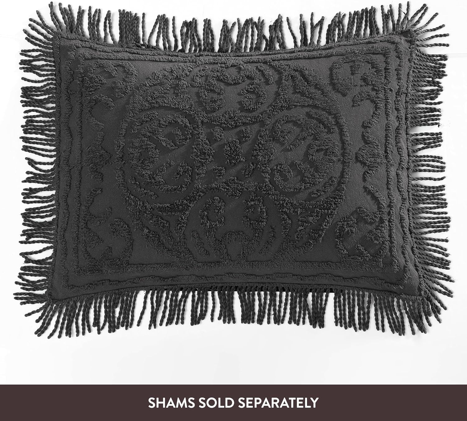 Beatrice Home Fashions Medallion Chenille Bedspread Full Charcoal