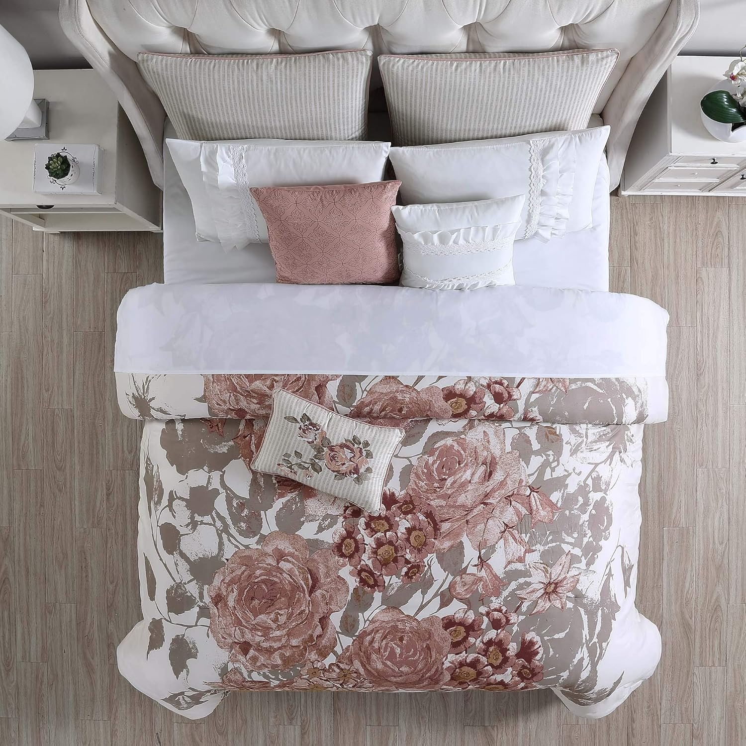 Amrapur Overseas Rose Farmhouse 8-Piece Comforter Set King